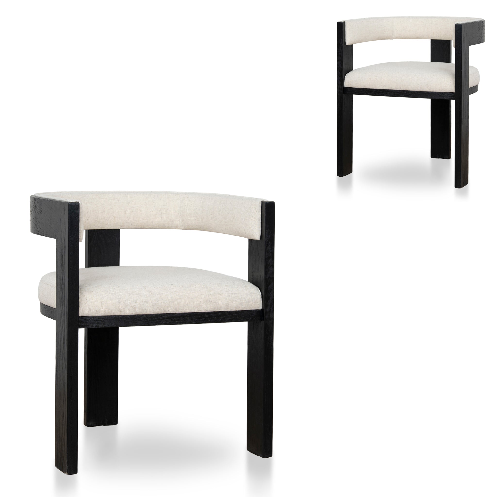 Black ELM Dining Chair – Dawn Beige (Set of 2) (58cm (W) x 56.5cm (D) x 70cm (H))