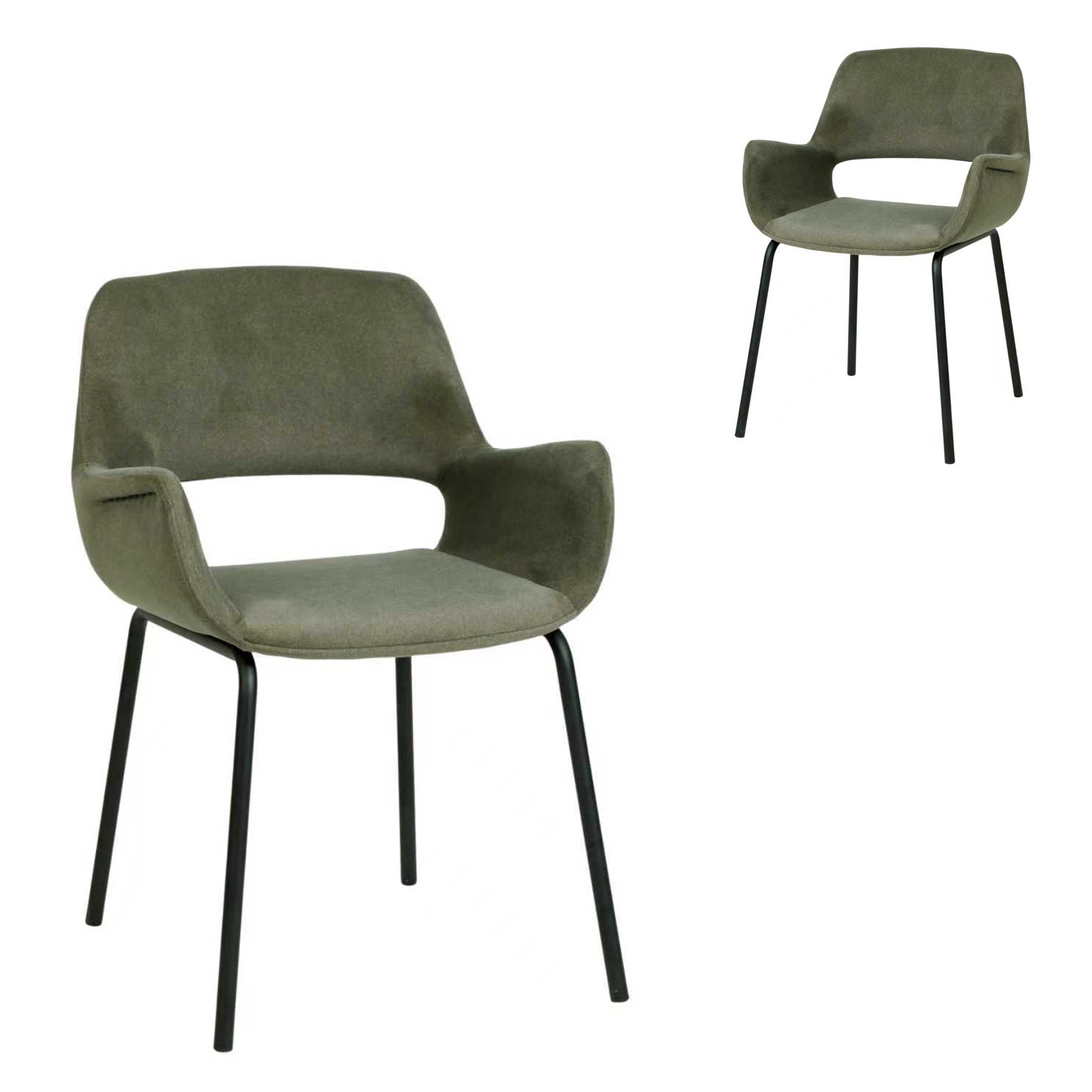Black Dining Chair – Dark Moss Green (Set of 2)