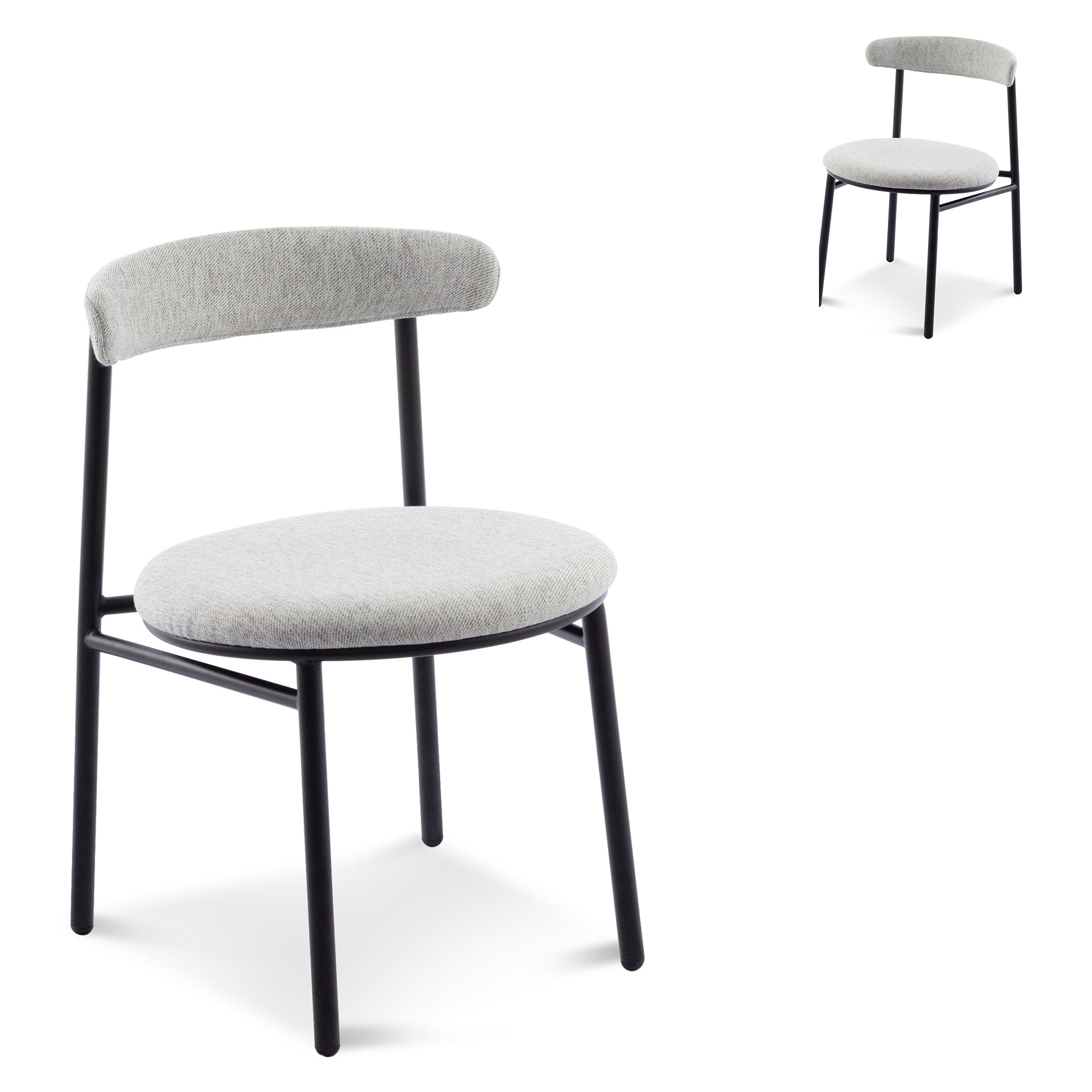 Fabric Dining Chair – Silver Grey with Black Legs (Set of 2)