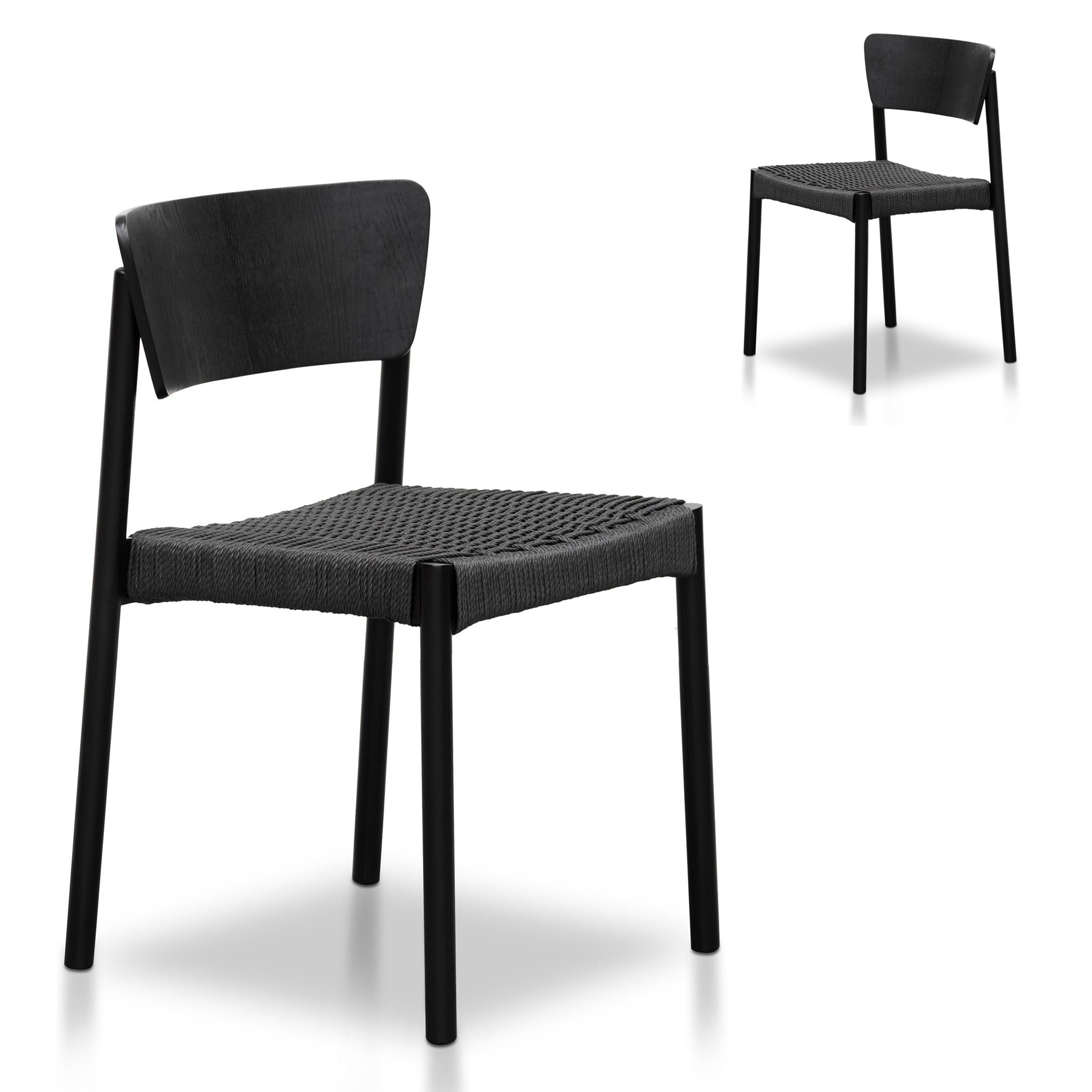 Rope Seat Dining Chair – Black (Set of 2)