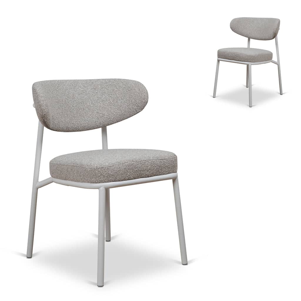 White Dining Chair – Clay Grey (Set of 2) (56.5cm (W) x 57cm (D) x 77cm (H))
