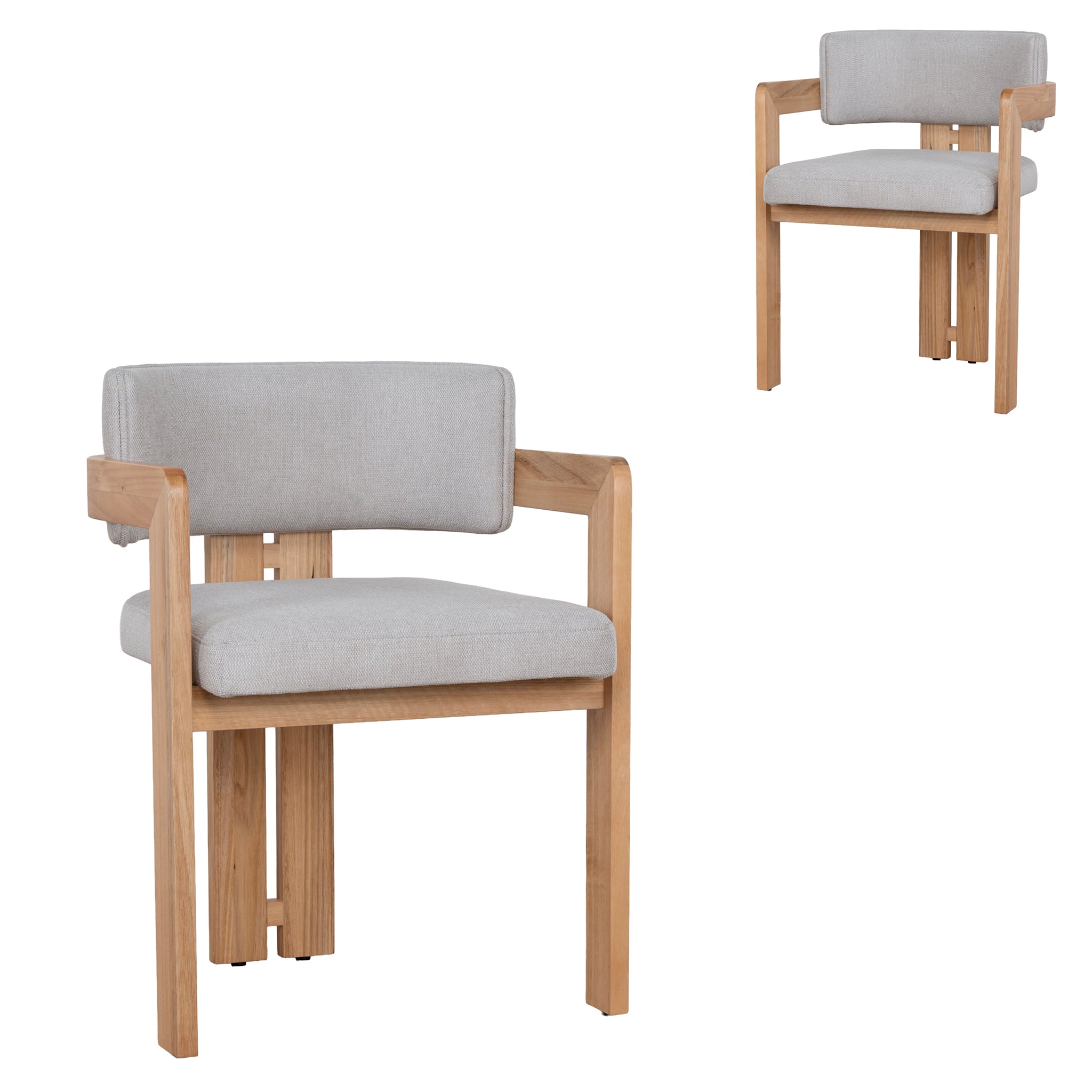 Natural Ash Dining Chair – Stone Beige (Set of 2)