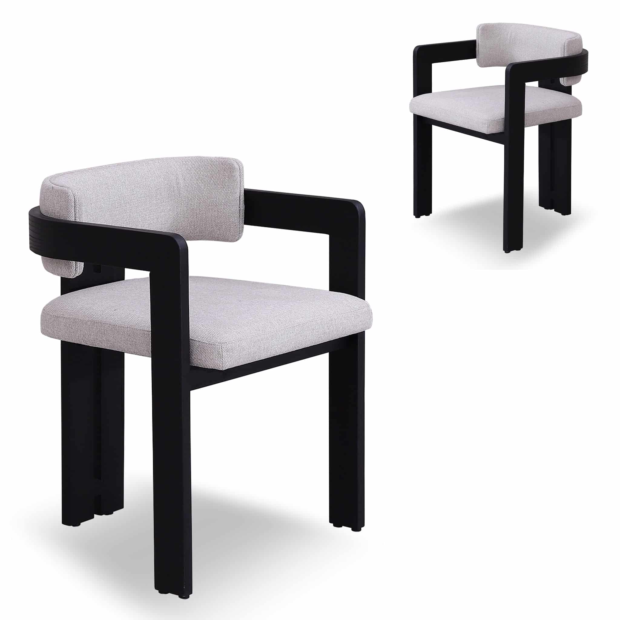 Black Dining Chair – Stone Beige (Set of 2)