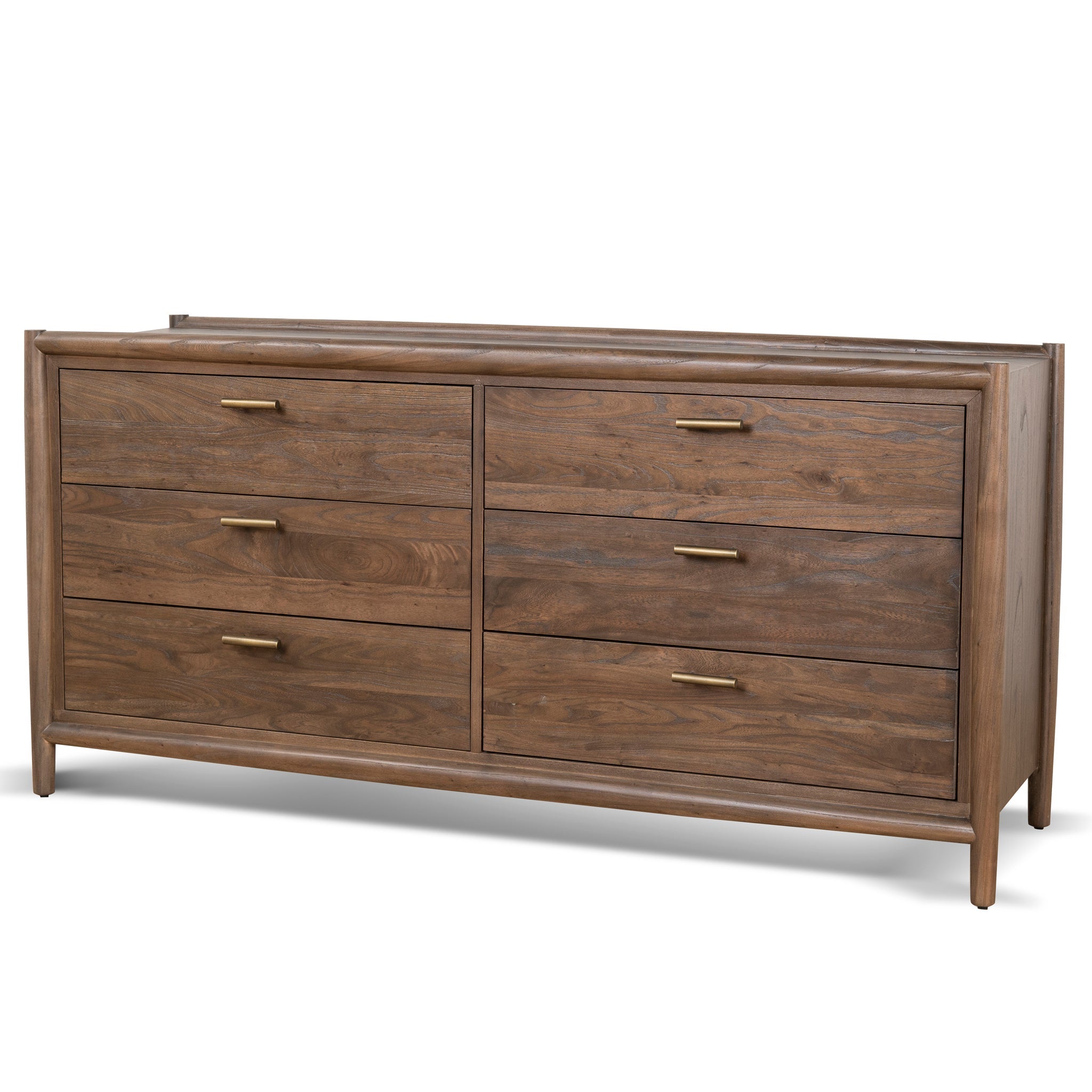 6 Drawer Wooden Chest – Walnut (165cm (W) x 50cm (D) x 79cm (H))