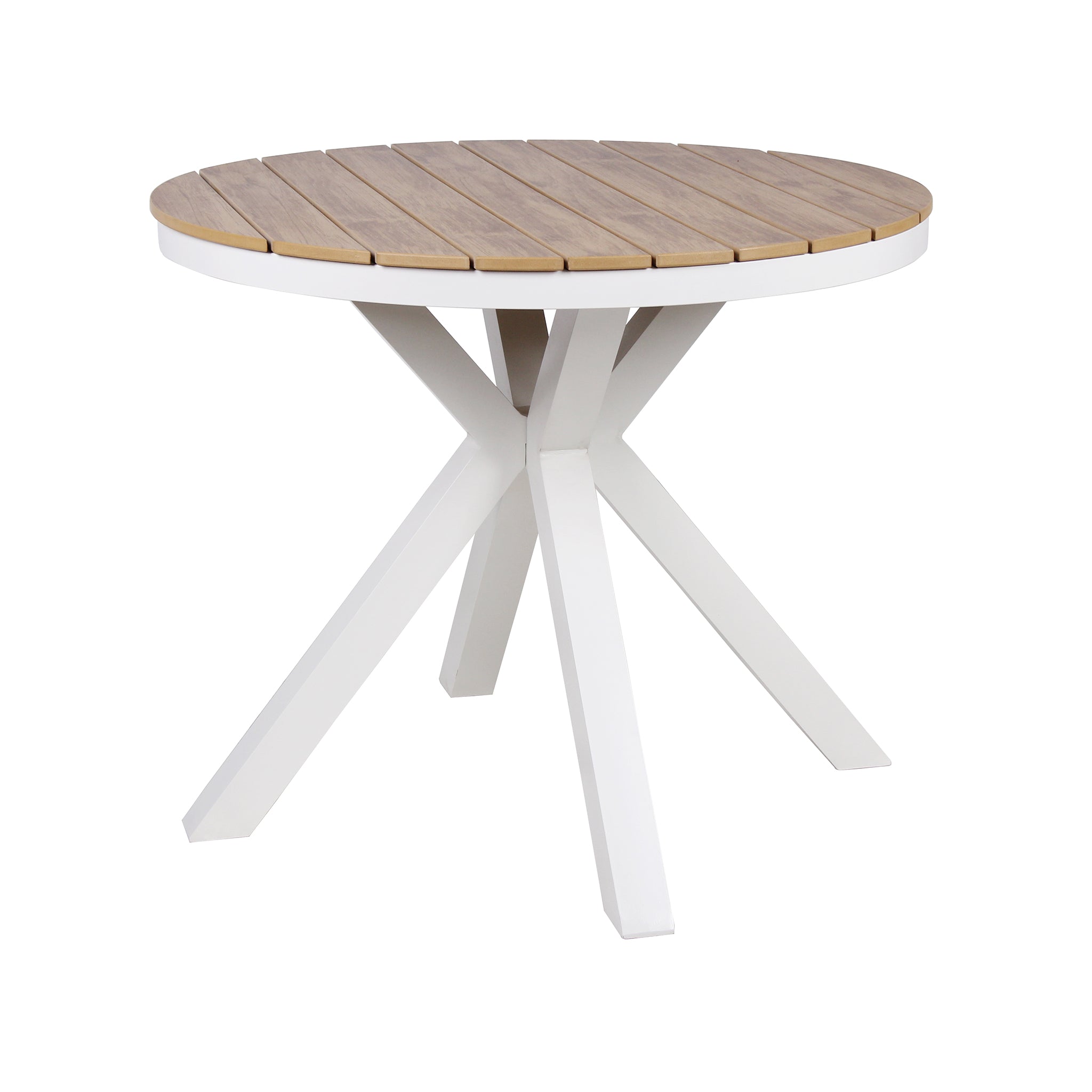 90cm Round Sand White Outdoor Dining Table – Natural