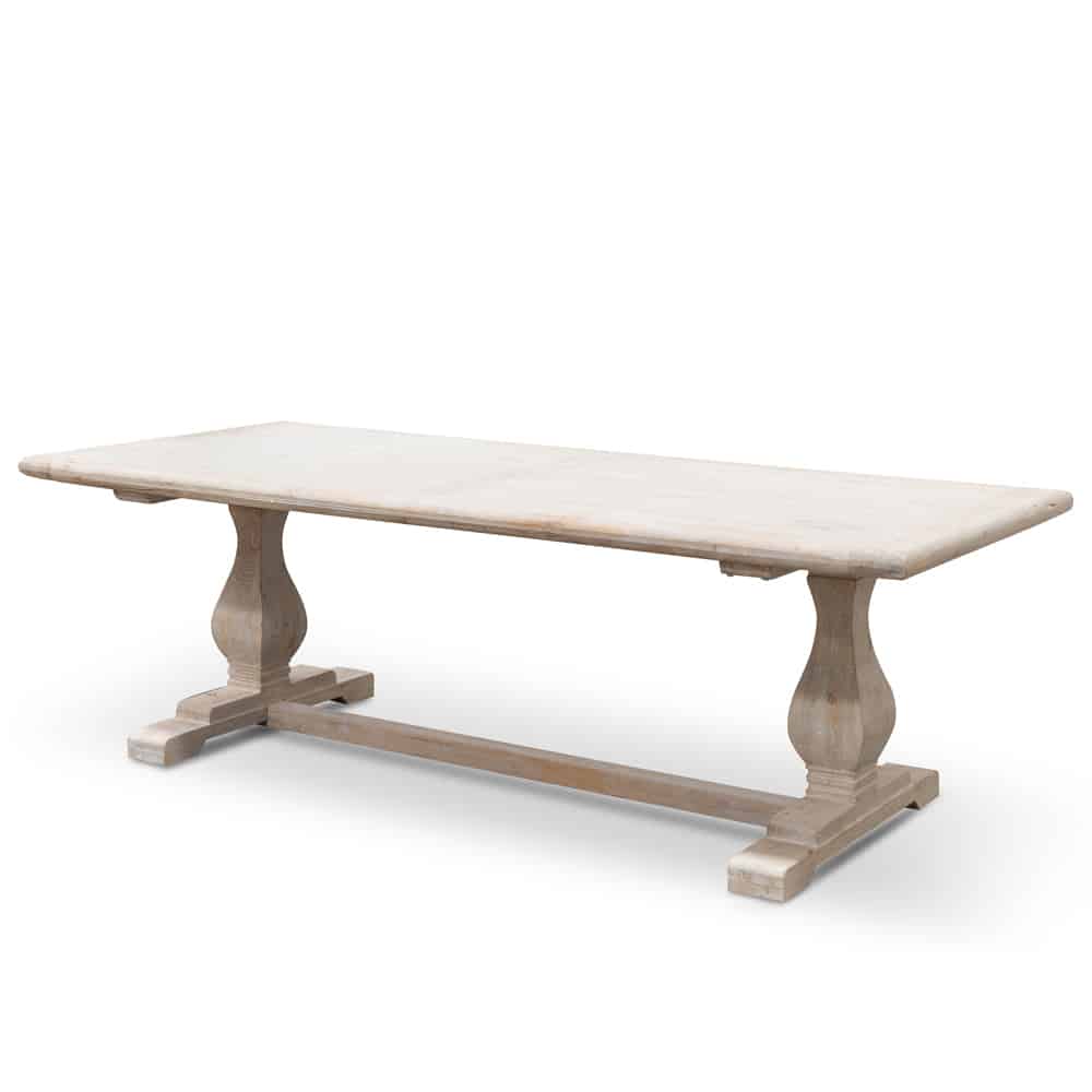 Dining Table 2.4m – Rustic White Washed