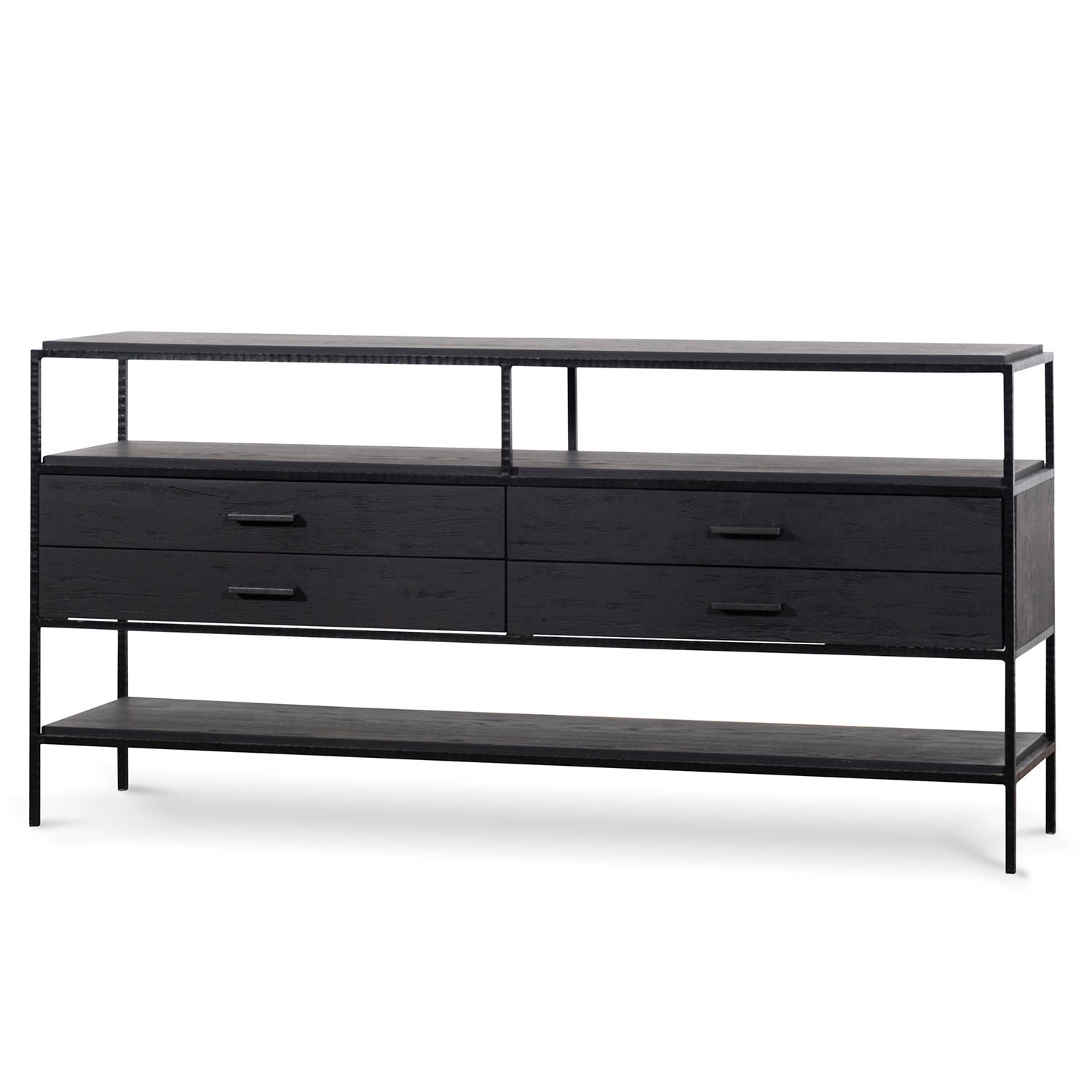 1.6m Sideboard Unit – Full Black (160cm (W) x 40cm (D) x 80cm (H))