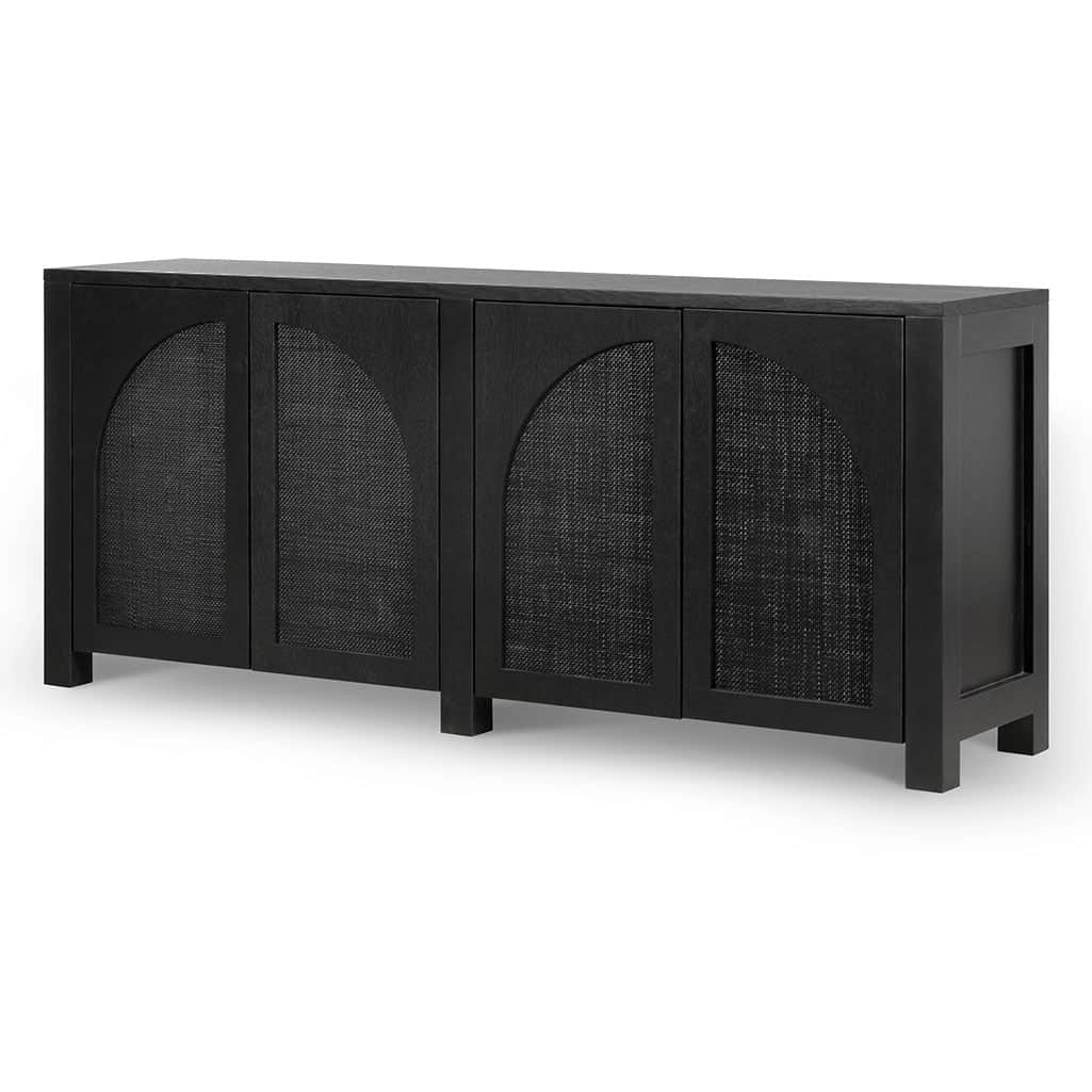 1.95m Black Oak Sideboard Unit – Rattan