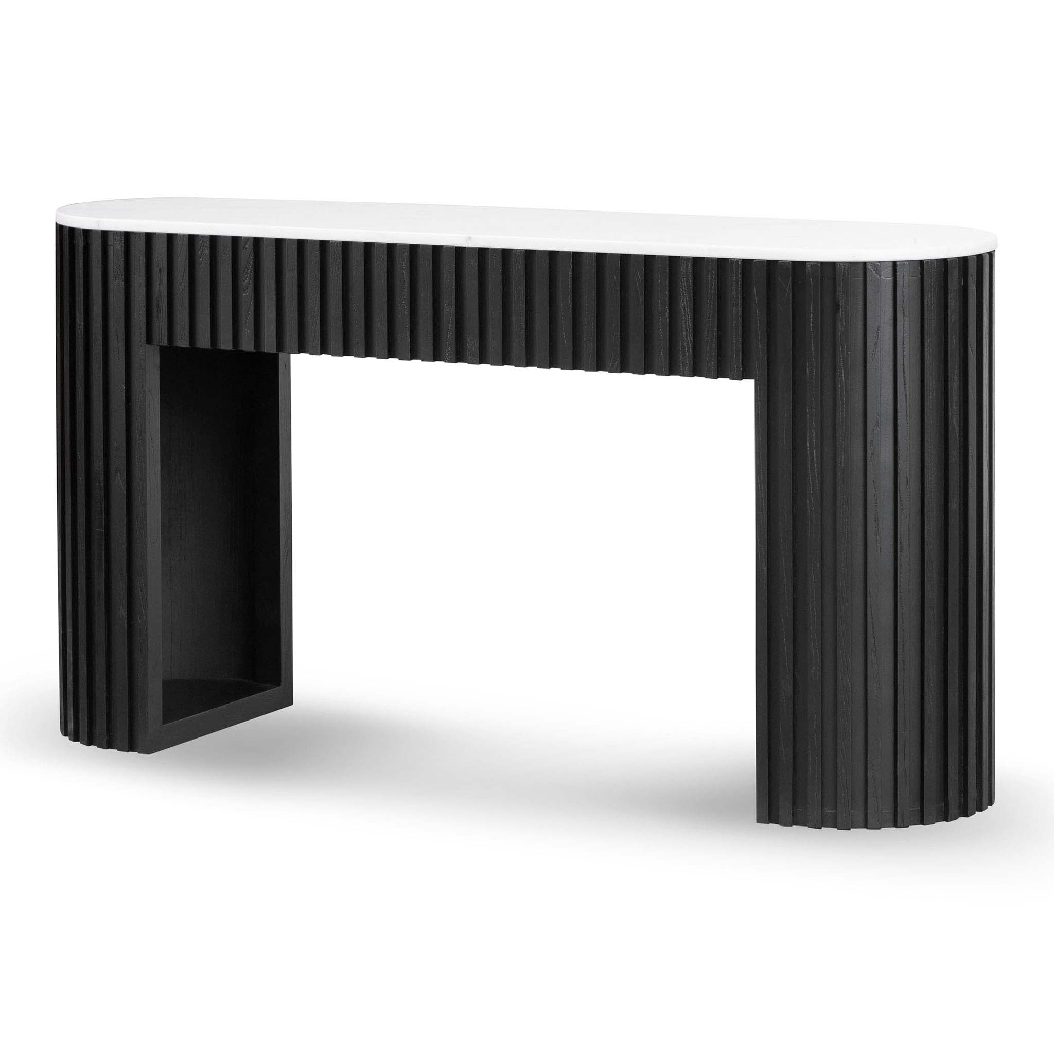 1.5m White Marble Console Table – Black