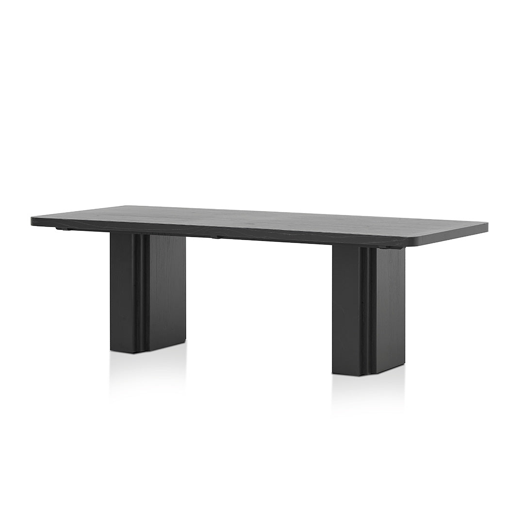 2.4m Elm Dining Table – Full Black (240cm (W) x 100cm (D) x 75cm (H))