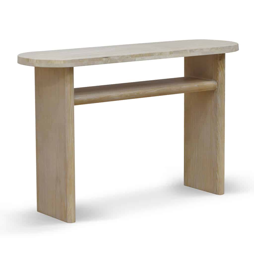 Travertine Marble 1.22m Console Table – White Wash