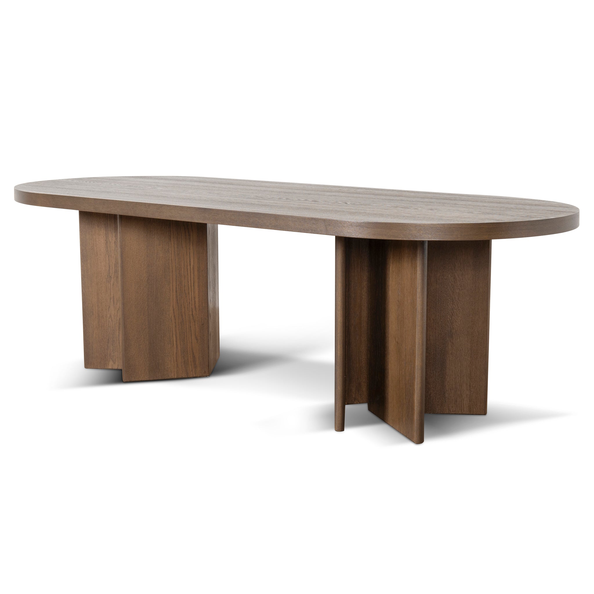 2.4m Pill Shape Dining Table – Caramel Oak