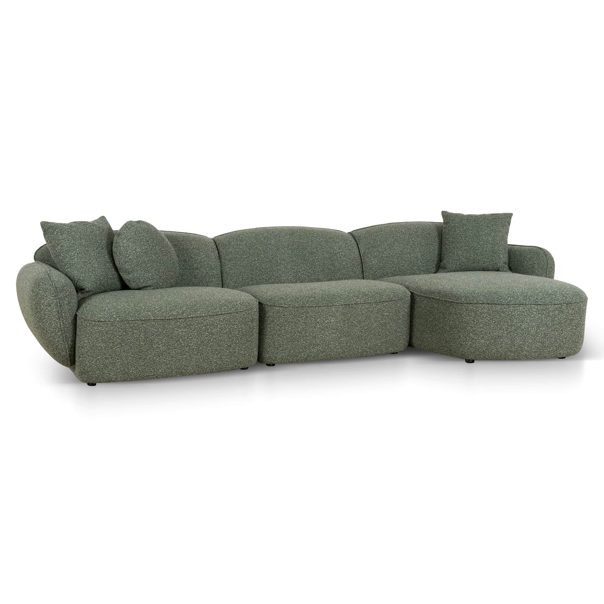 3 Seater Right Chaise Sofa – Amazon Green (324cm (W) x 155cm (D) x 71cm (H))