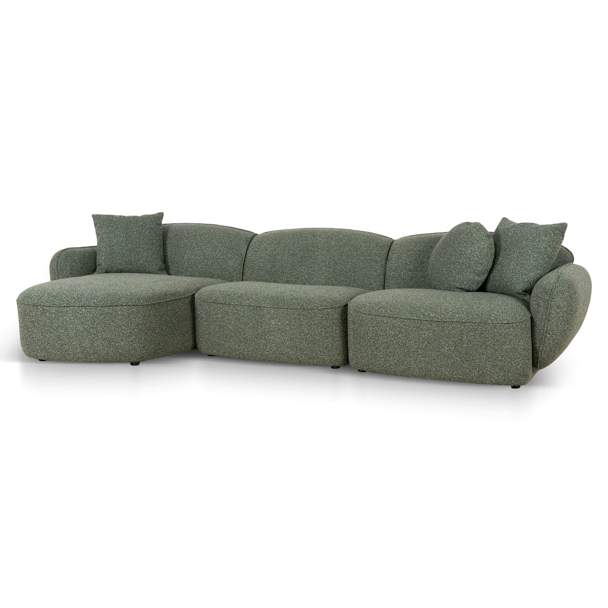 3 Seater Left Chaise Sofa – Amazon Green (324cm (W) x 155cm (D) x 71cm (H))
