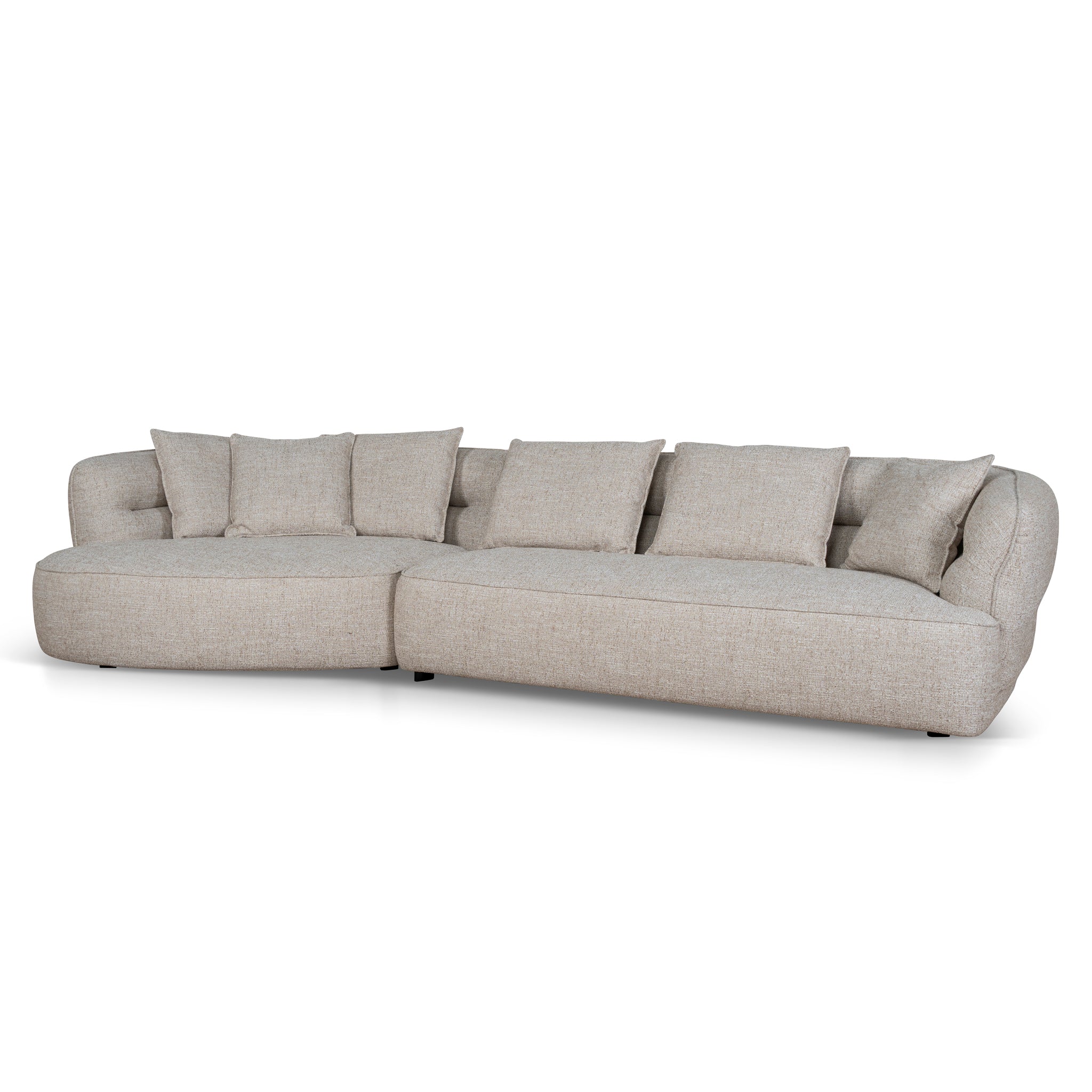 Left Chaise Sofa – Pale Beige (330cm (W) x 144cm (D) x 72cm (H))