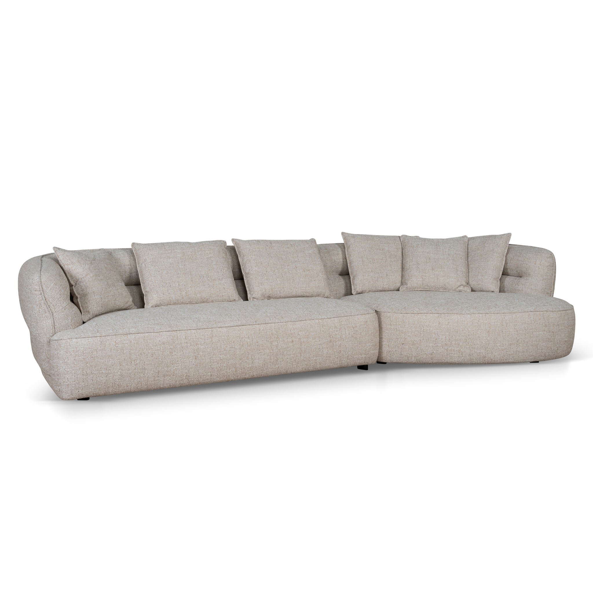 Right Chaise Sofa – Pale Beige (330cm (W) x 144cm (D) x 72cm (H))