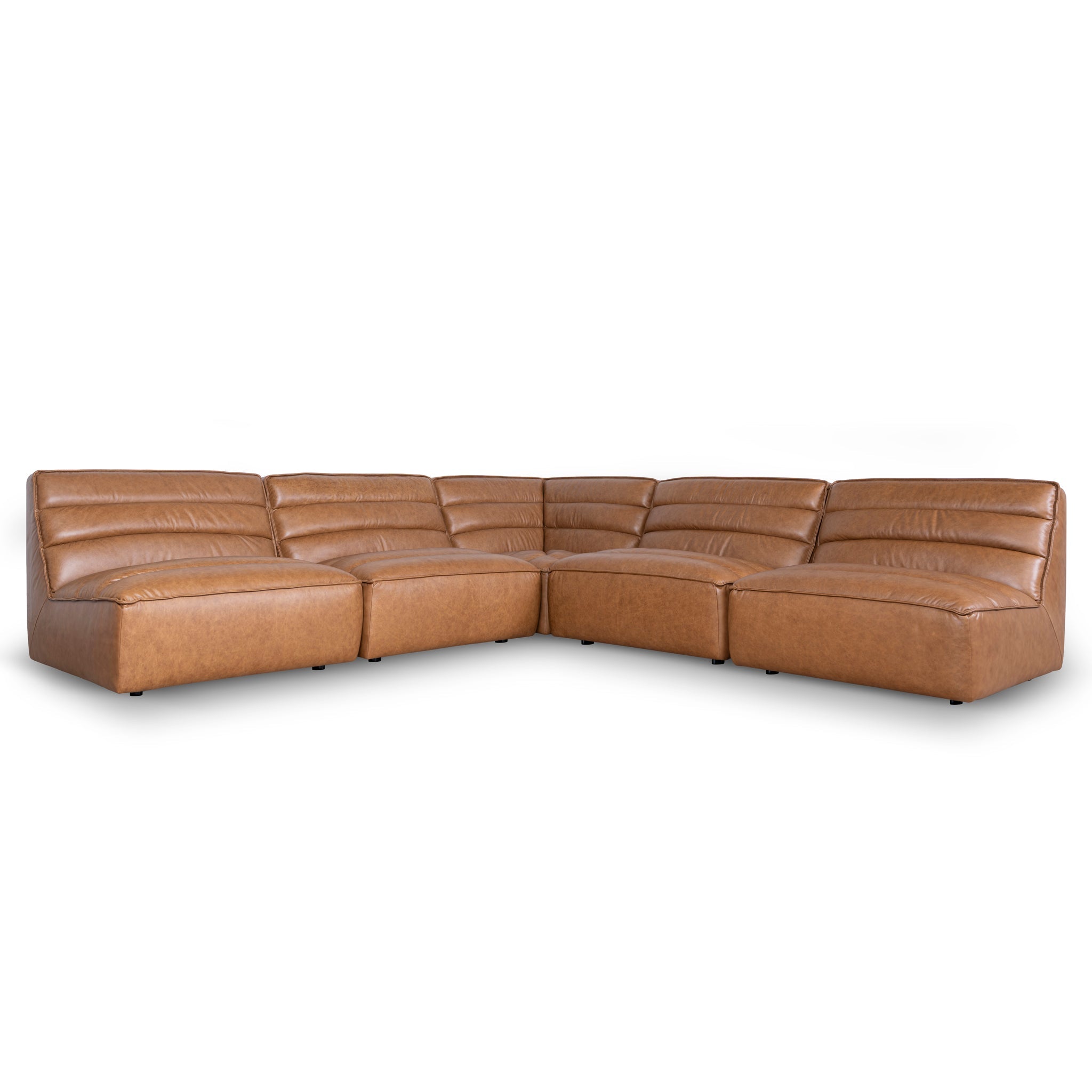 Modular Leather Corner Sofa – Amber Brown
