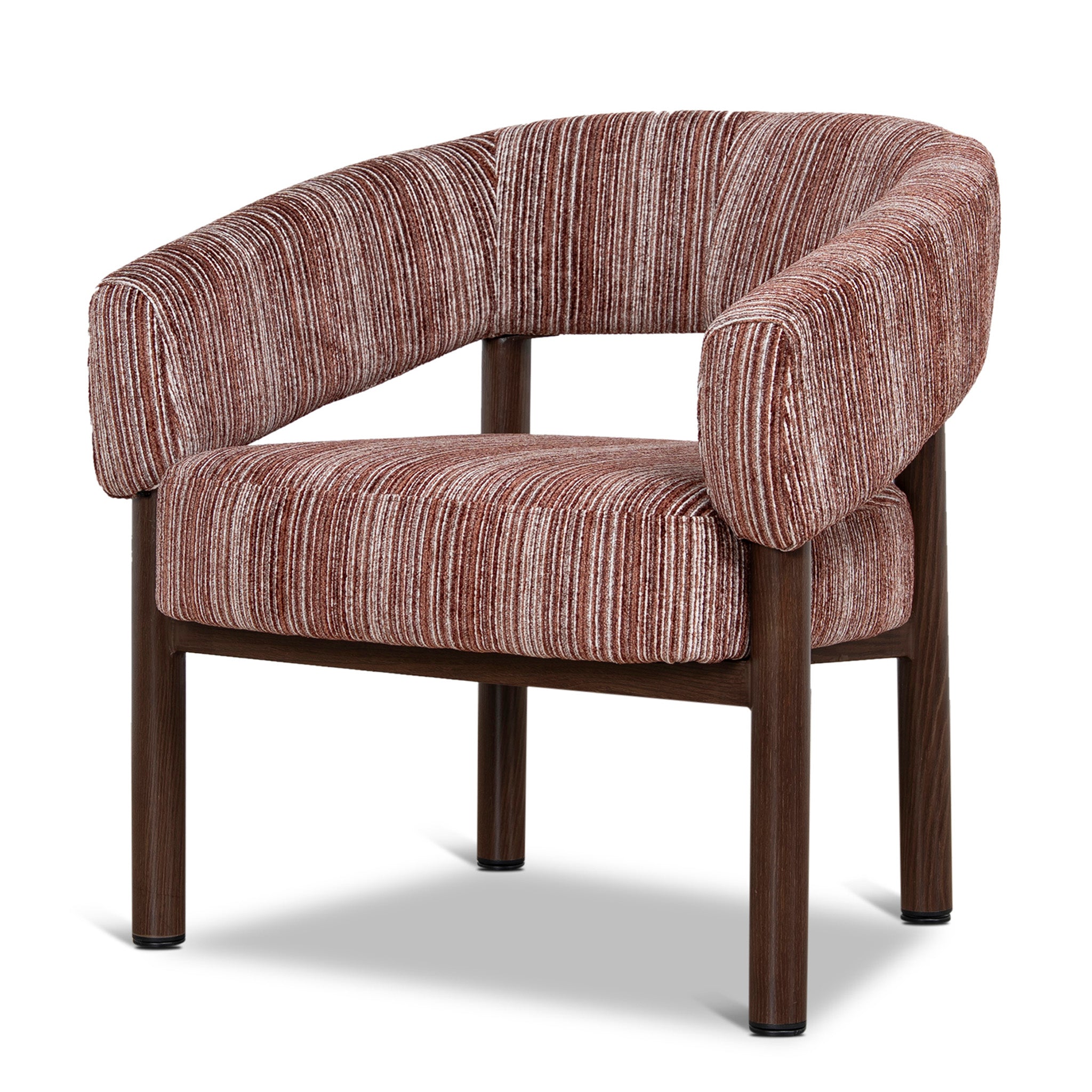 Walnut Armchair – Burgundy Stripe
