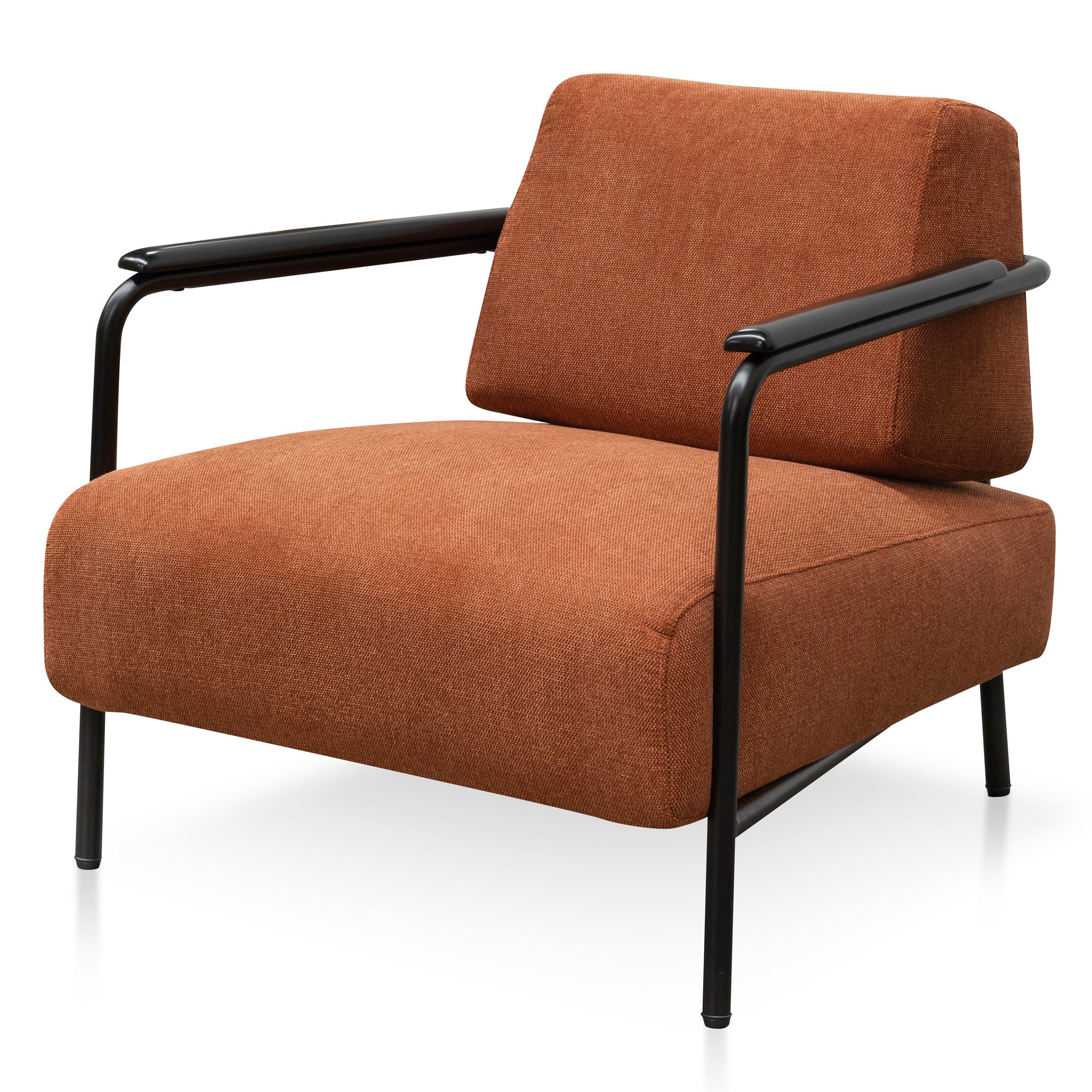 Fabric Armchair – Burnt Orange – Black Legs