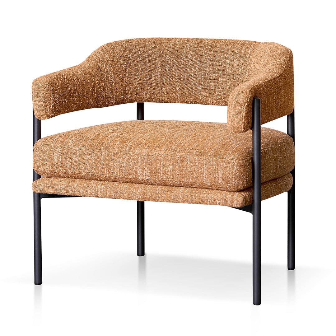 Ginger Brown Fabric Armchair – Black Legs