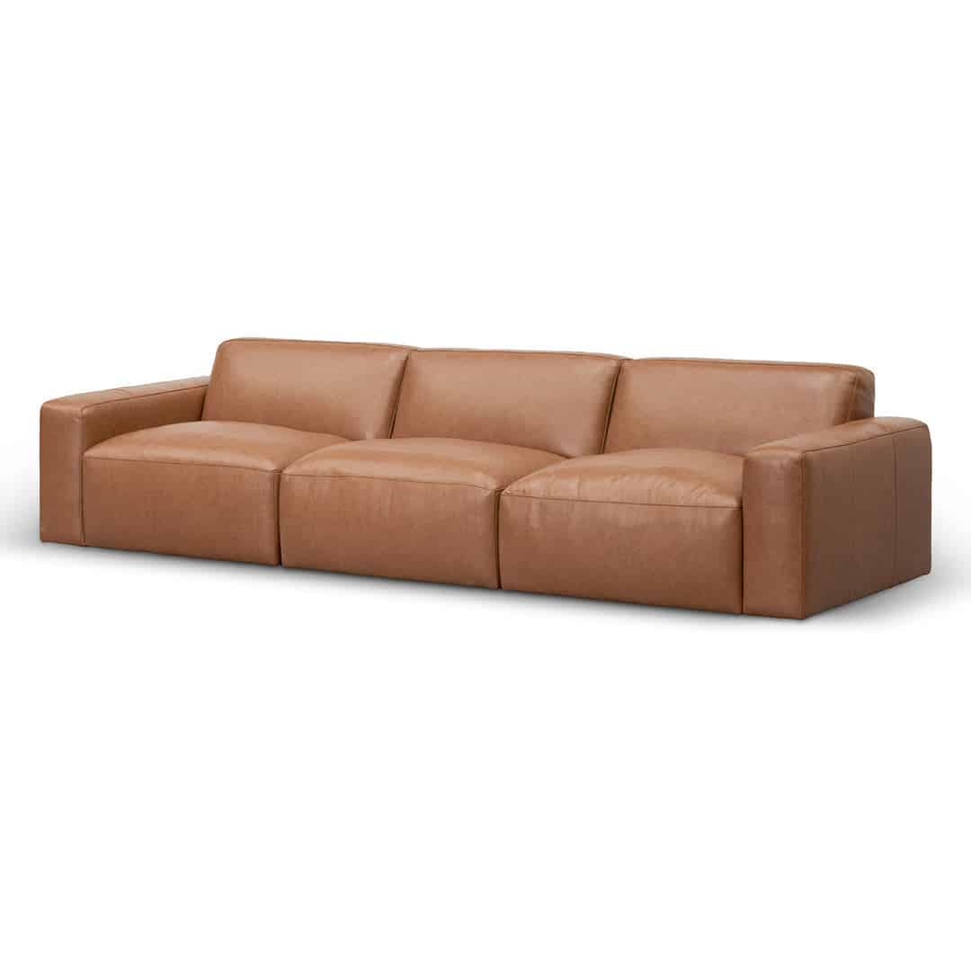 4 Seater Sofa – Caramel Brown Leather