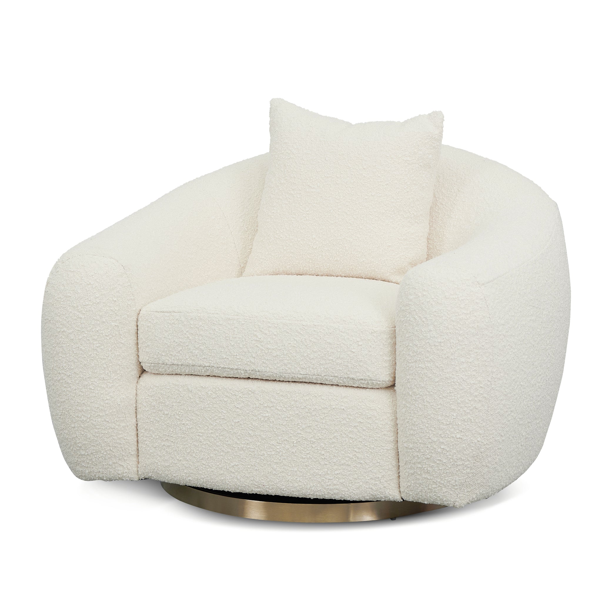 Swivel Armchair – Ivory White Boucle