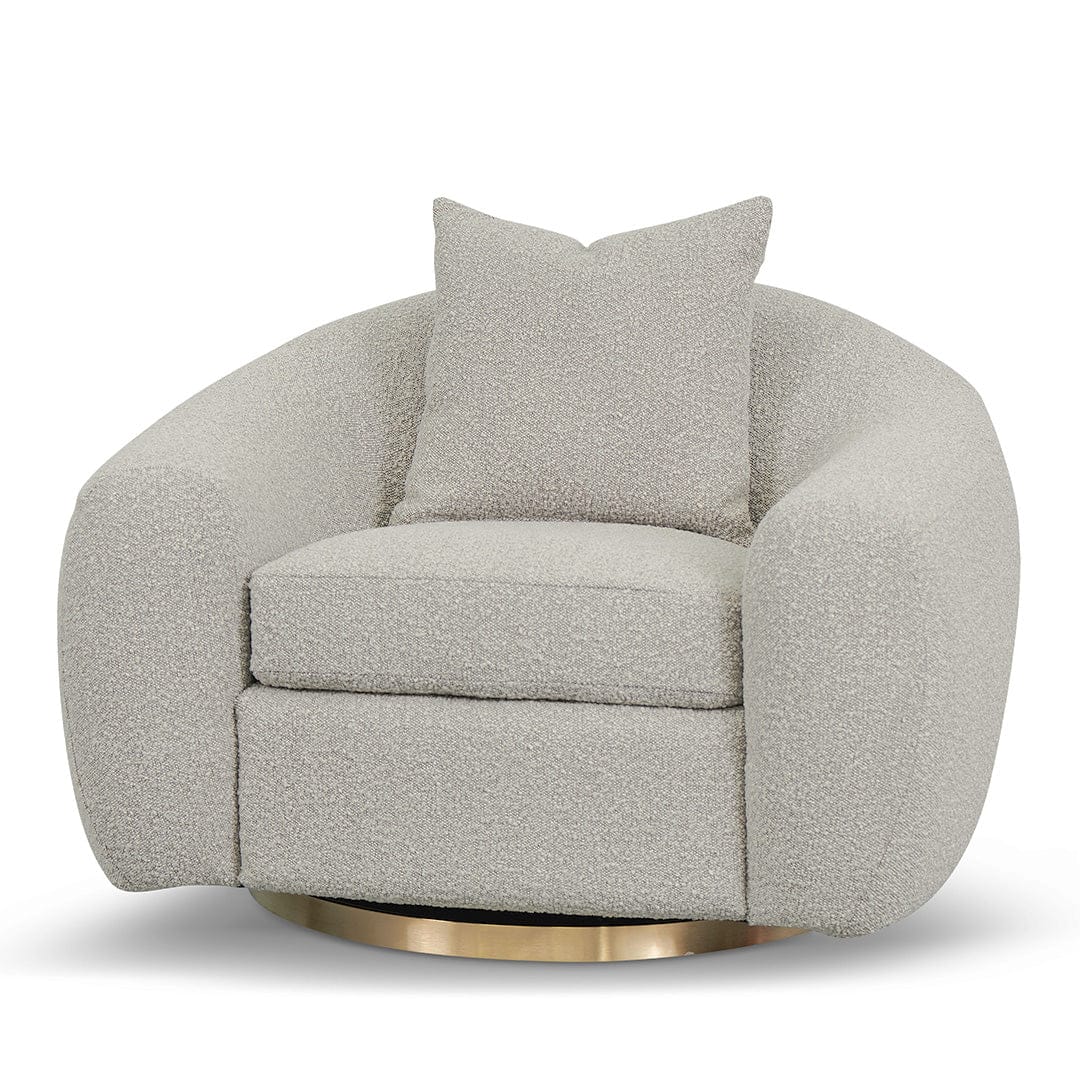 Swivel Armchair – Ash Grey Boucle