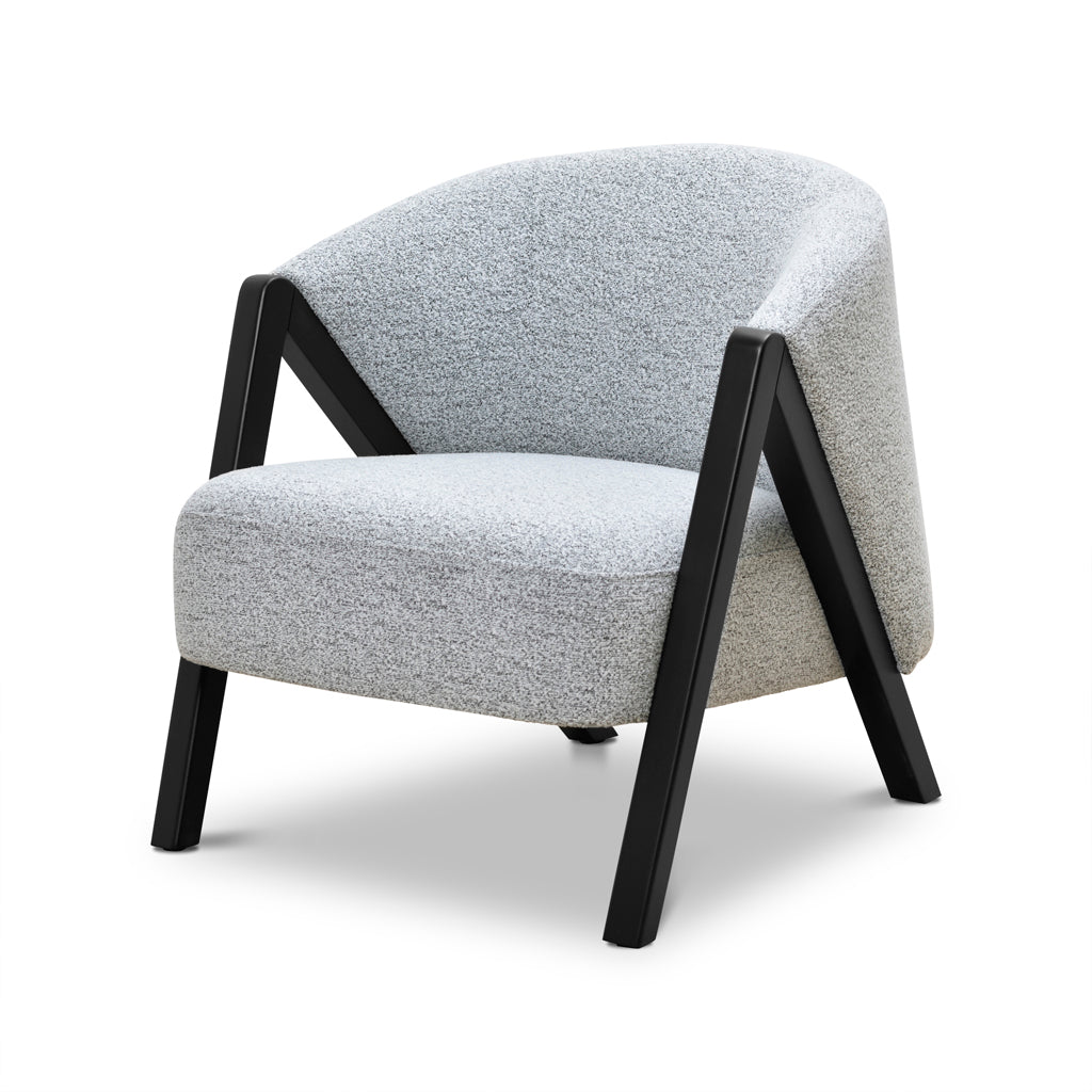 Fabric Armchair – Light Grey Fleck – Black Oak