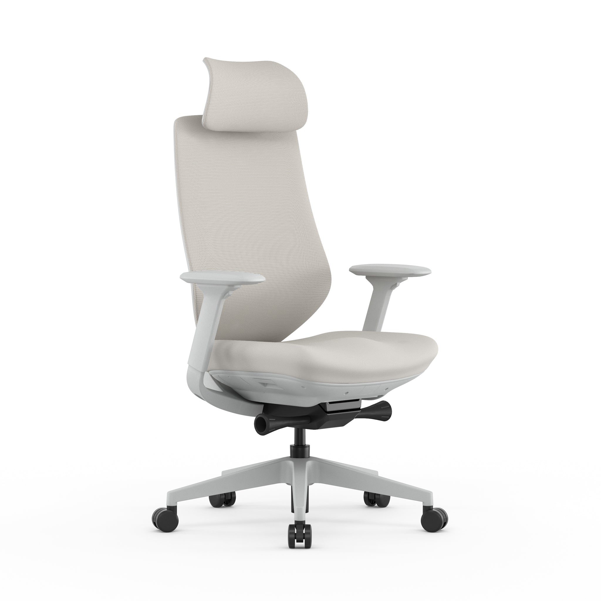 Mesh Office Chair – Light Grey with Headrest (68.5cm (W) x 70.5cm (D) x 118.5-128.5cm (H))
