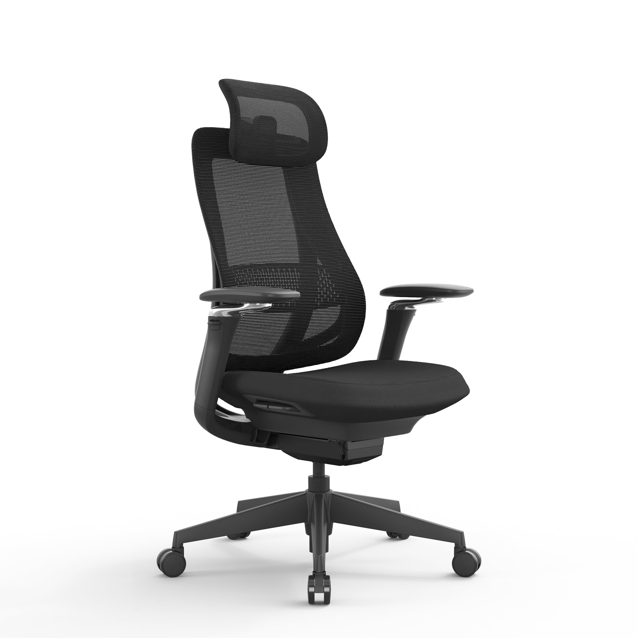 Mesh Office Chair – Full Black with Headrest (69.5cm (W) x 64.5cm (D) x 114.5-142cm (H))