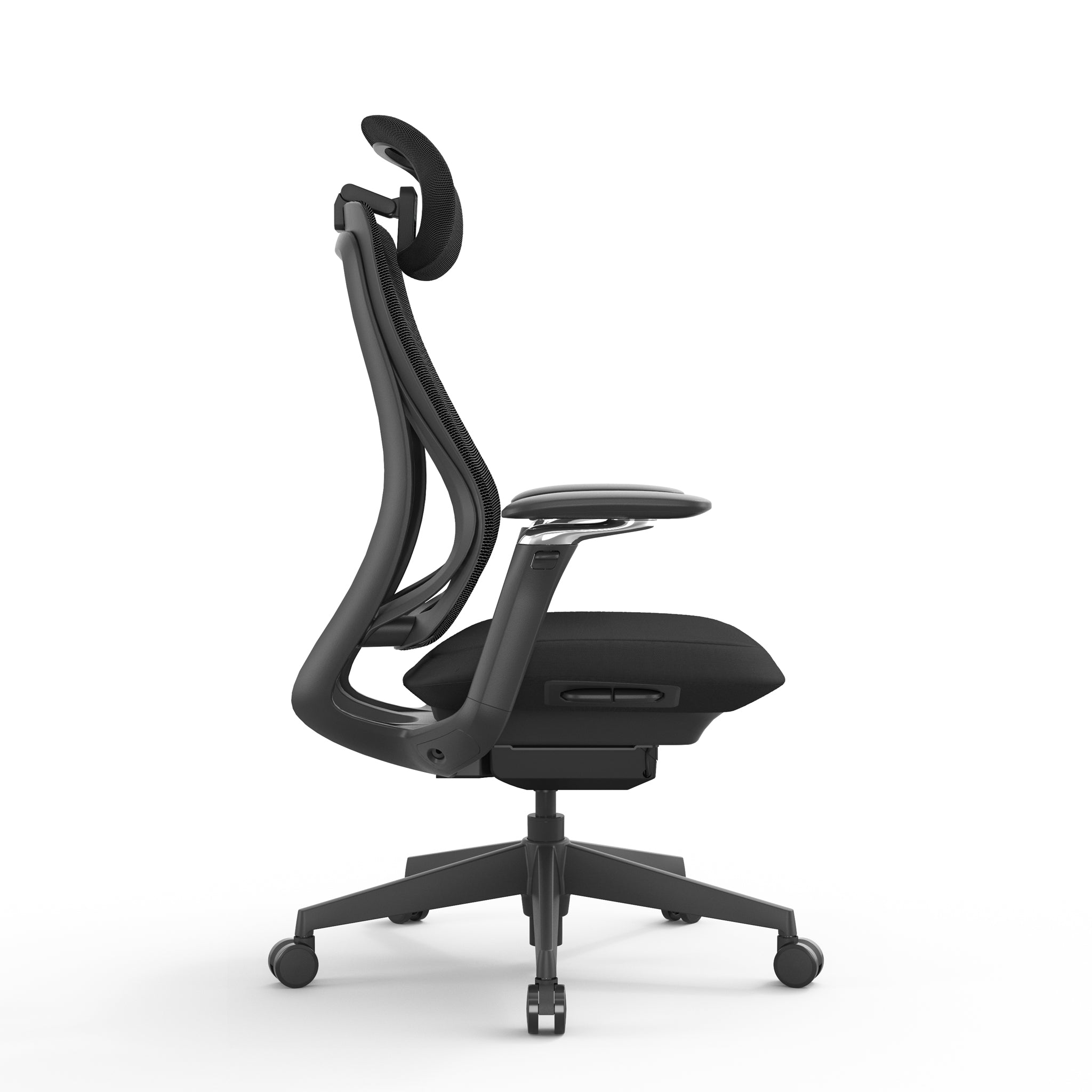 Mesh Office Chair - Full Black with Headrest — view 3