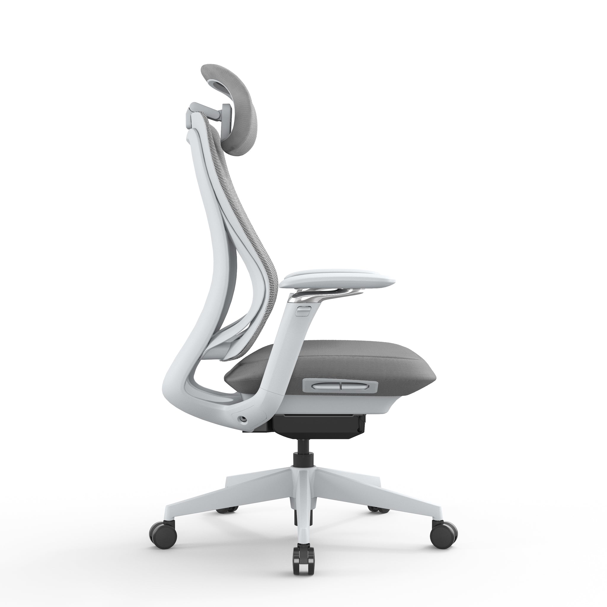 Mesh Office Chair - Light Grey with Headrest — view 3