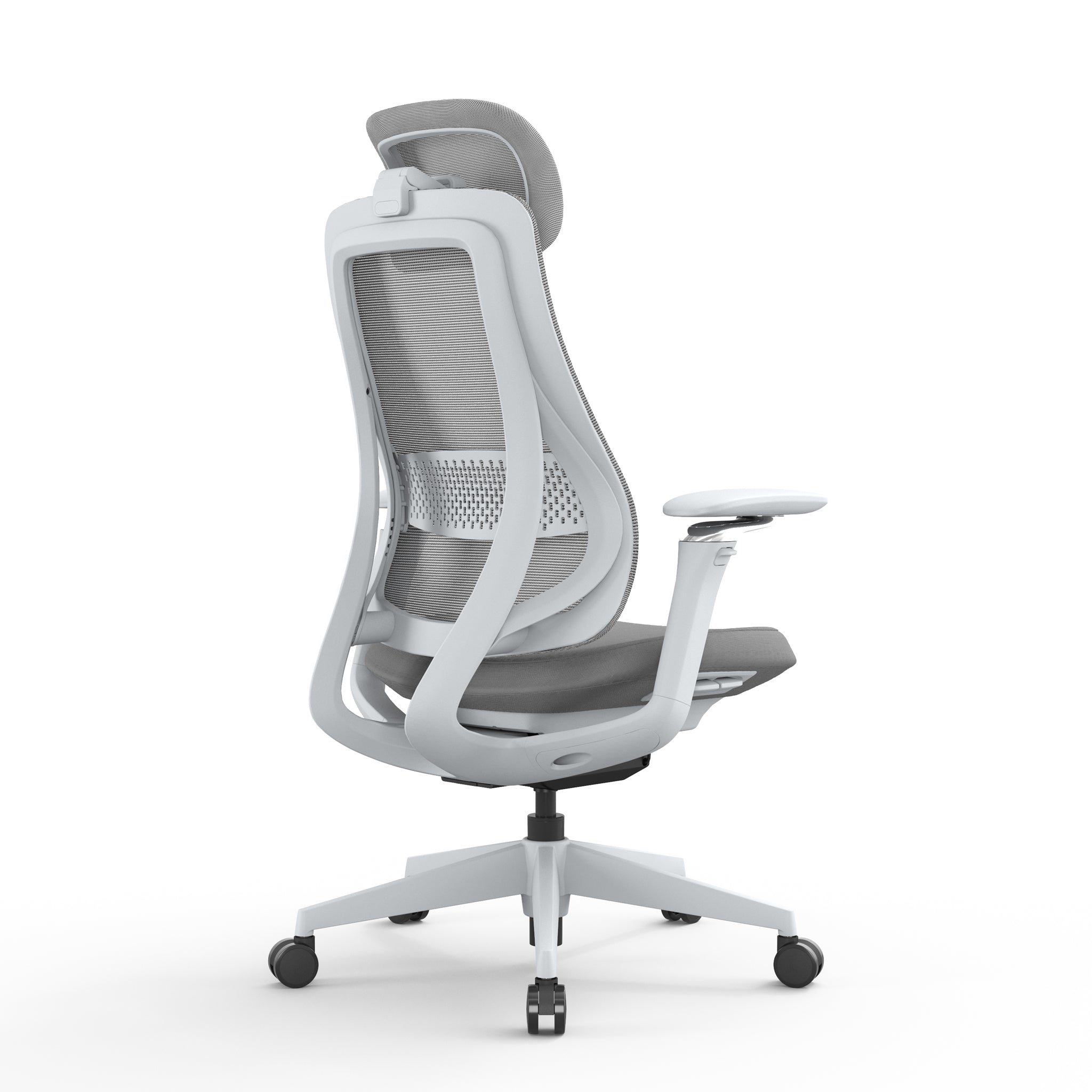 Mesh Office Chair - Light Grey with Headrest — view 4