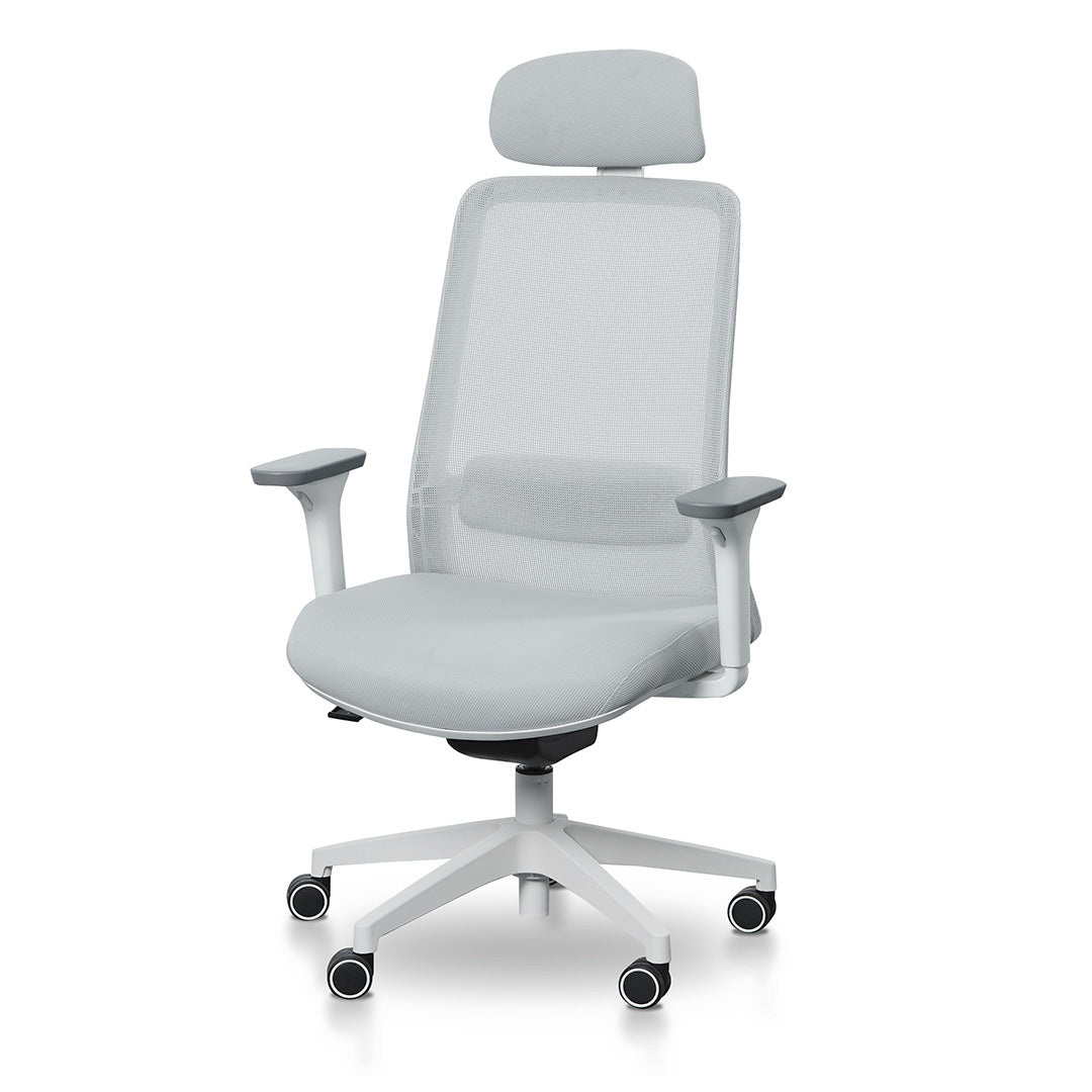 Mesh Office Chair – Cloud Grey with White Base