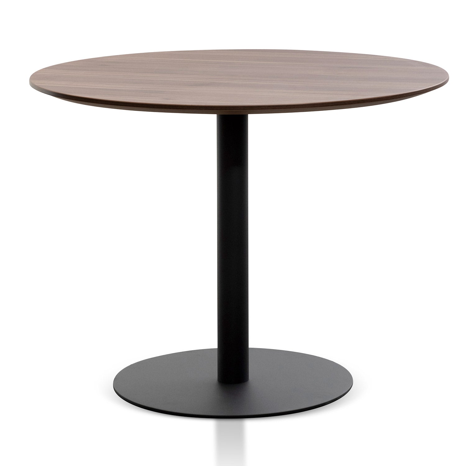 Round Office Meeting Table – Walnut with Black Base