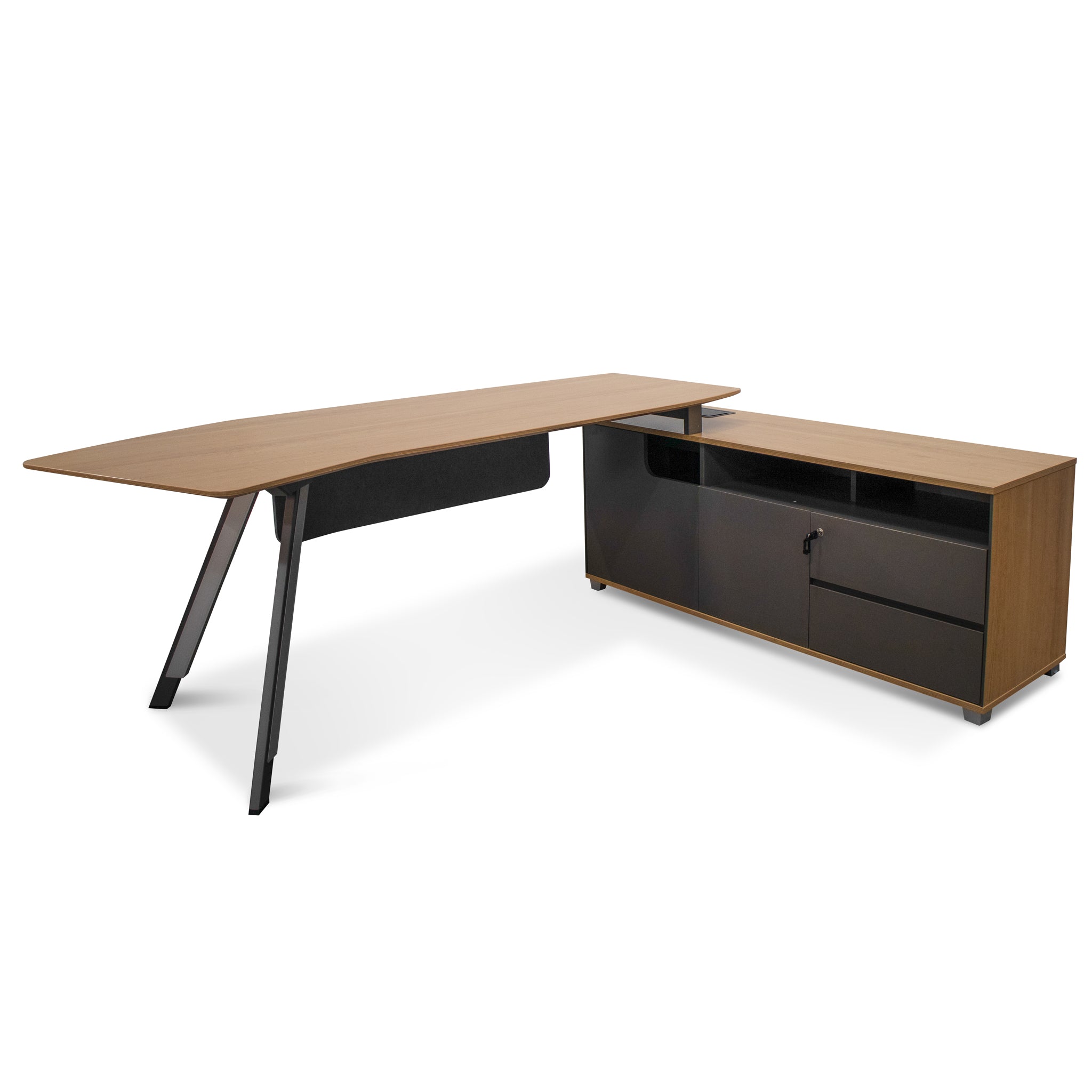 2.2m Right Return Grey Office Desk – Natural Top