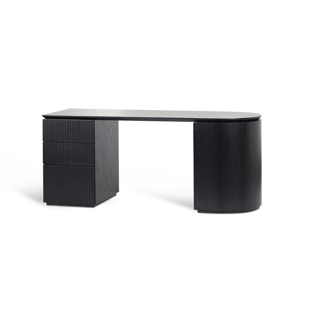 1.77m Left Drawer Office Desk – Black Oak