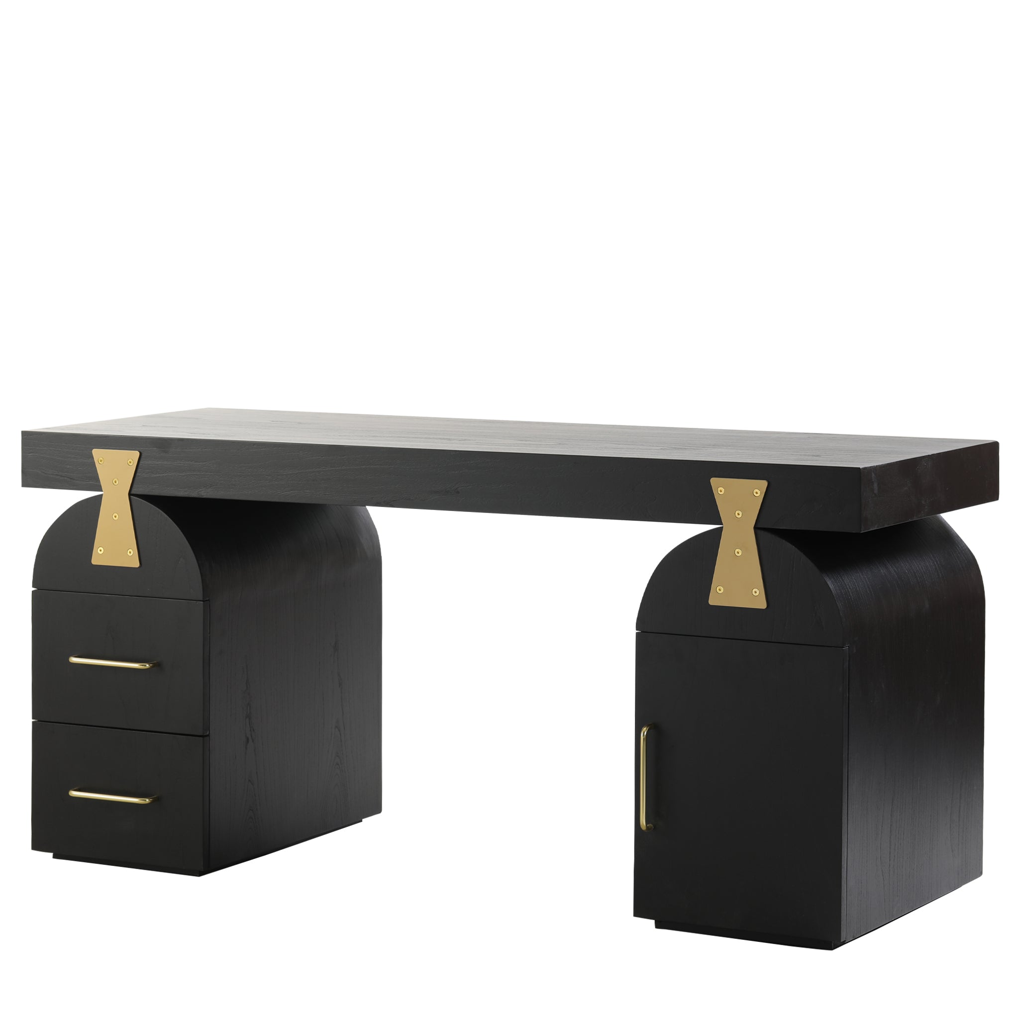 1.55m New Elm Home Office Desk – Full Black