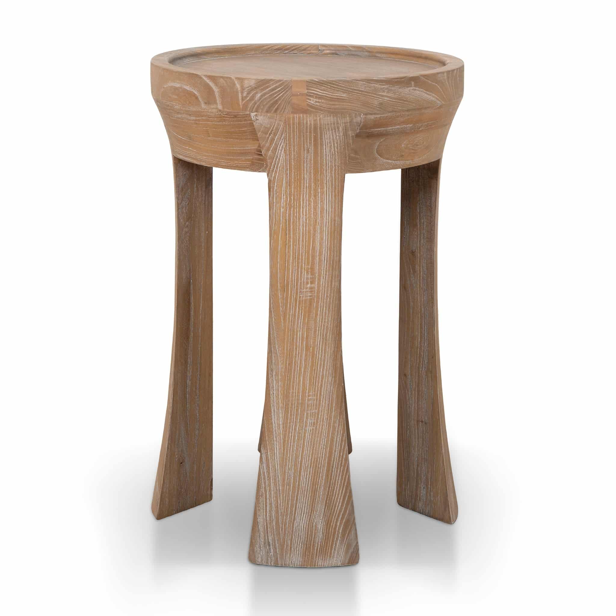 34.5cm Round Side Table – Dark Natural