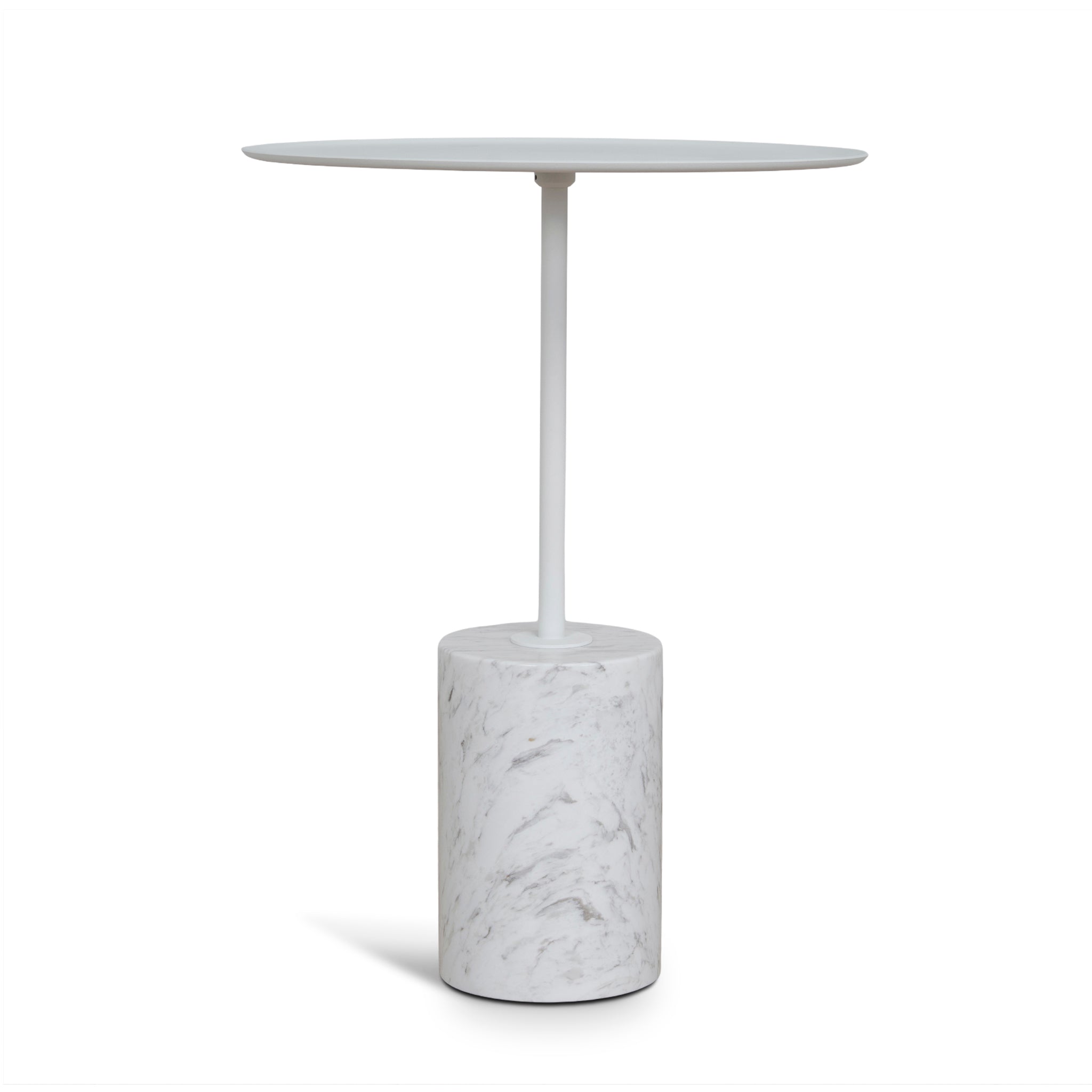 45cm Matte White Side Table – Carrara Marble