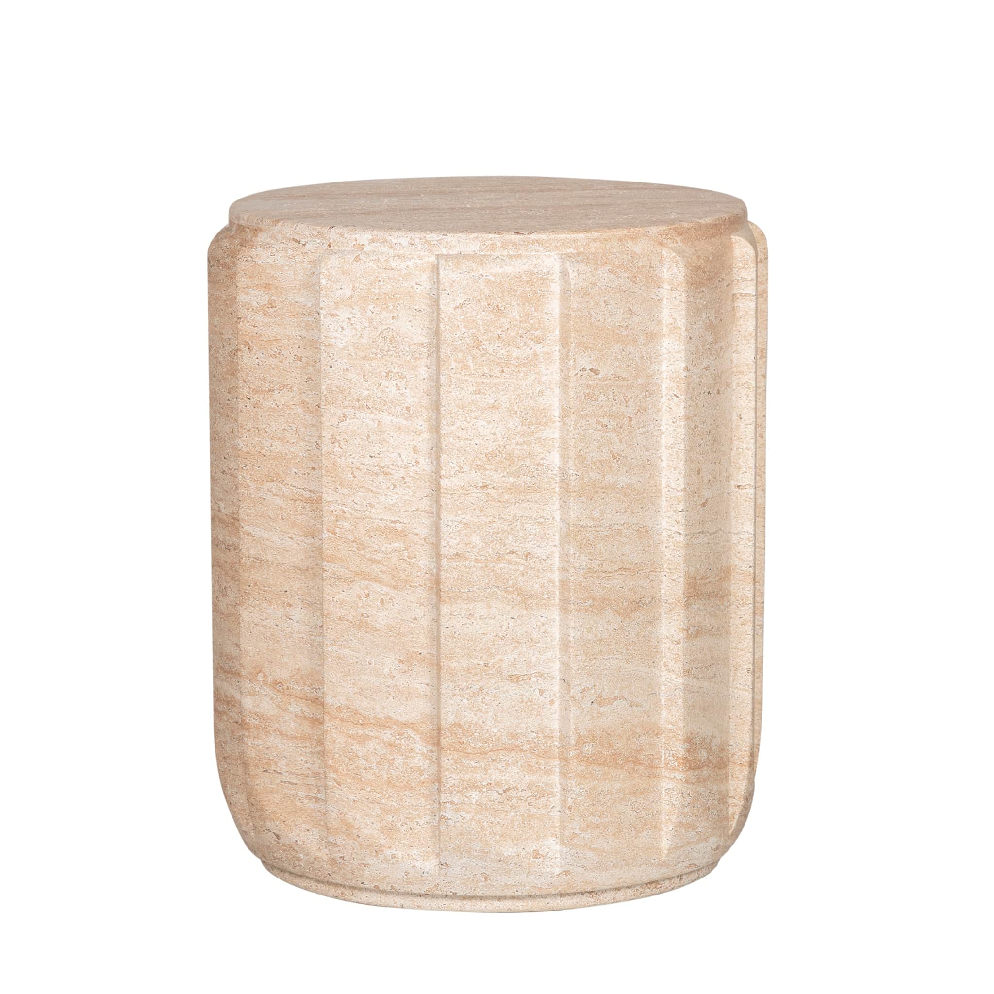 38cm Stool Side Table – Light Travertine Look