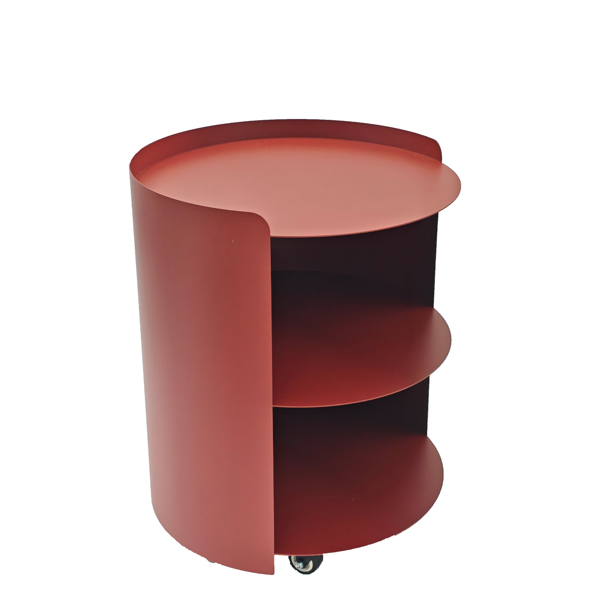 37cm Round Side Table – Burgundy Red