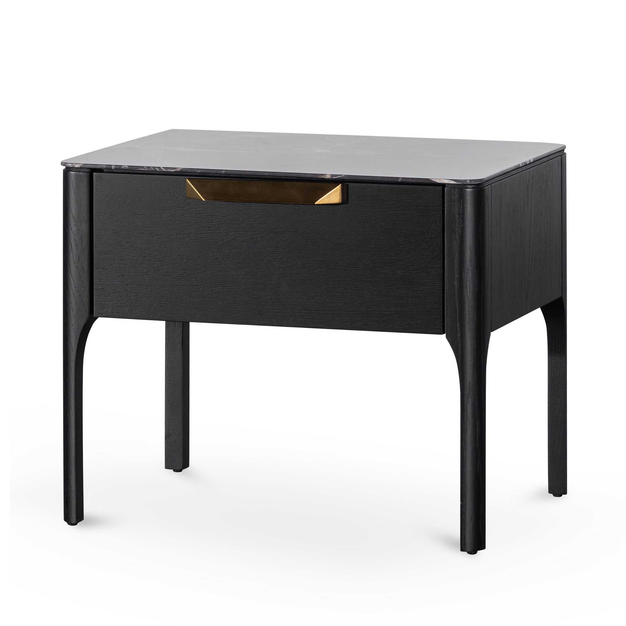 Bedside Table – Black with Porcelain Marble Top