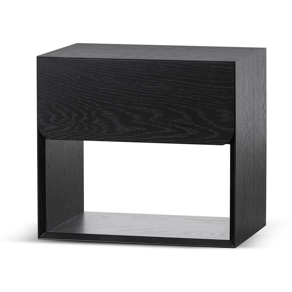 Oak Bedside Table – Black