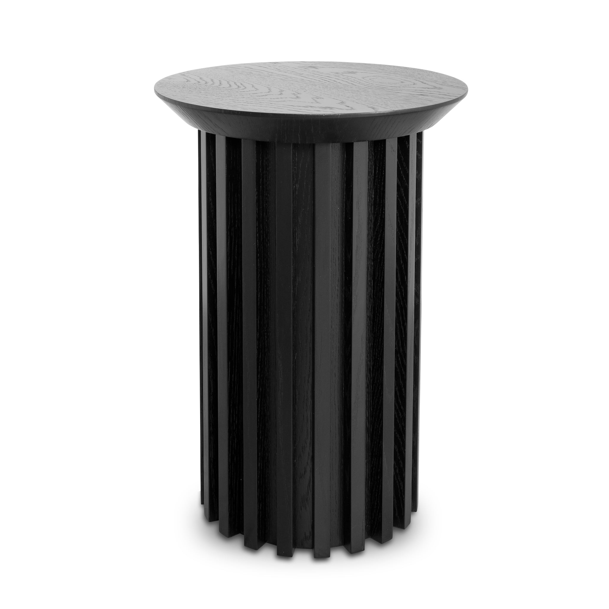 Round Side Table – Black Oak