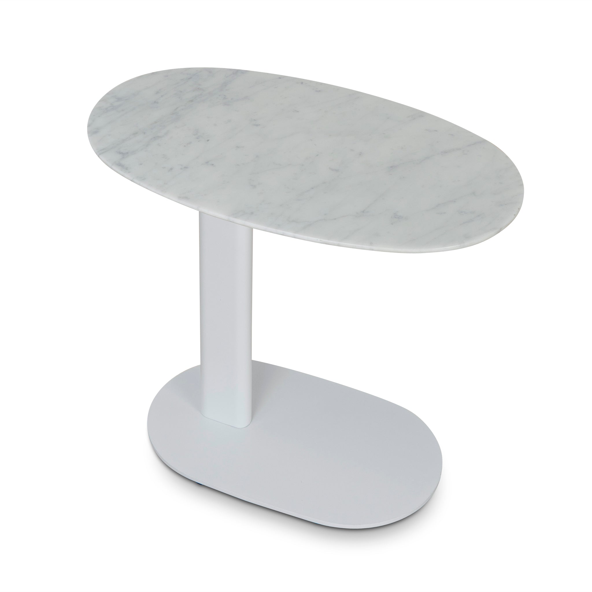 60cm Marble Side Table – White Base