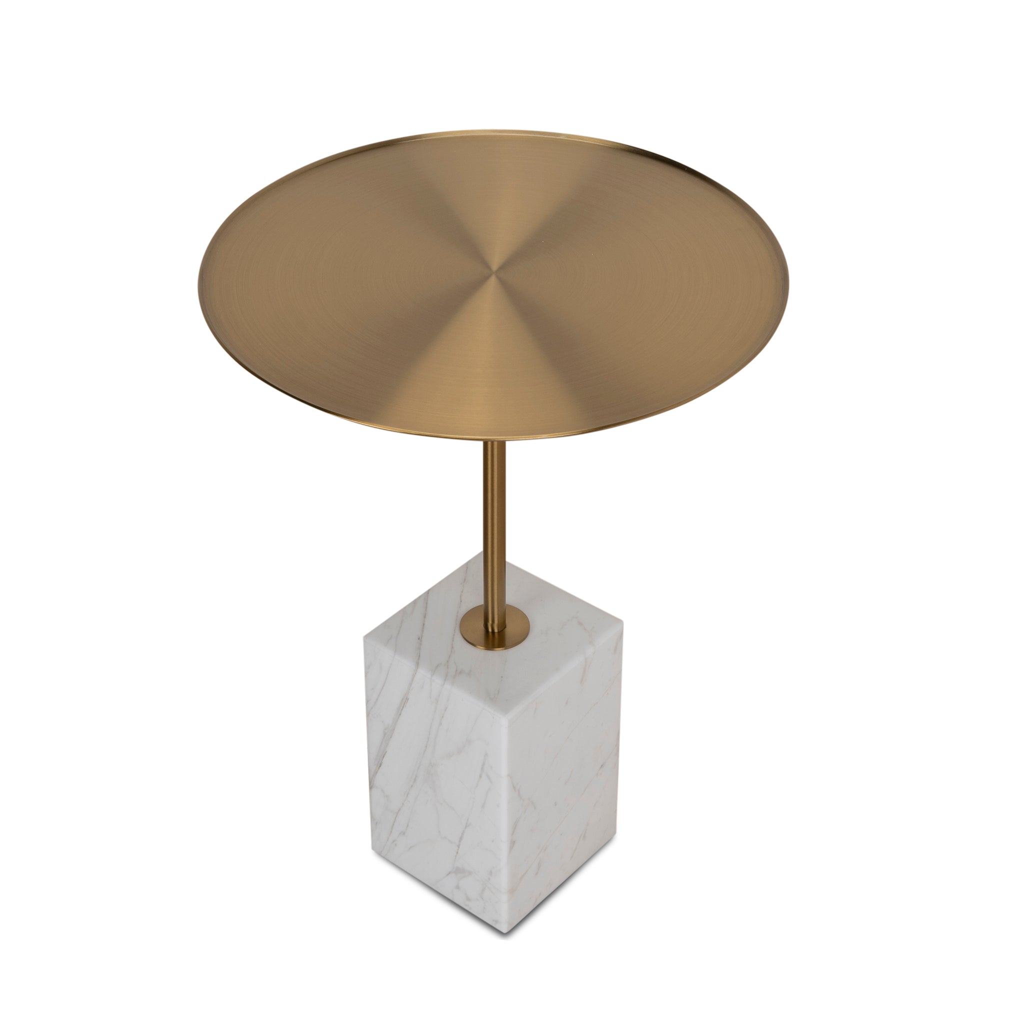 45cm Brushed Gold Side Table – Carrara Marble (45cm (D) x 61cm (H))