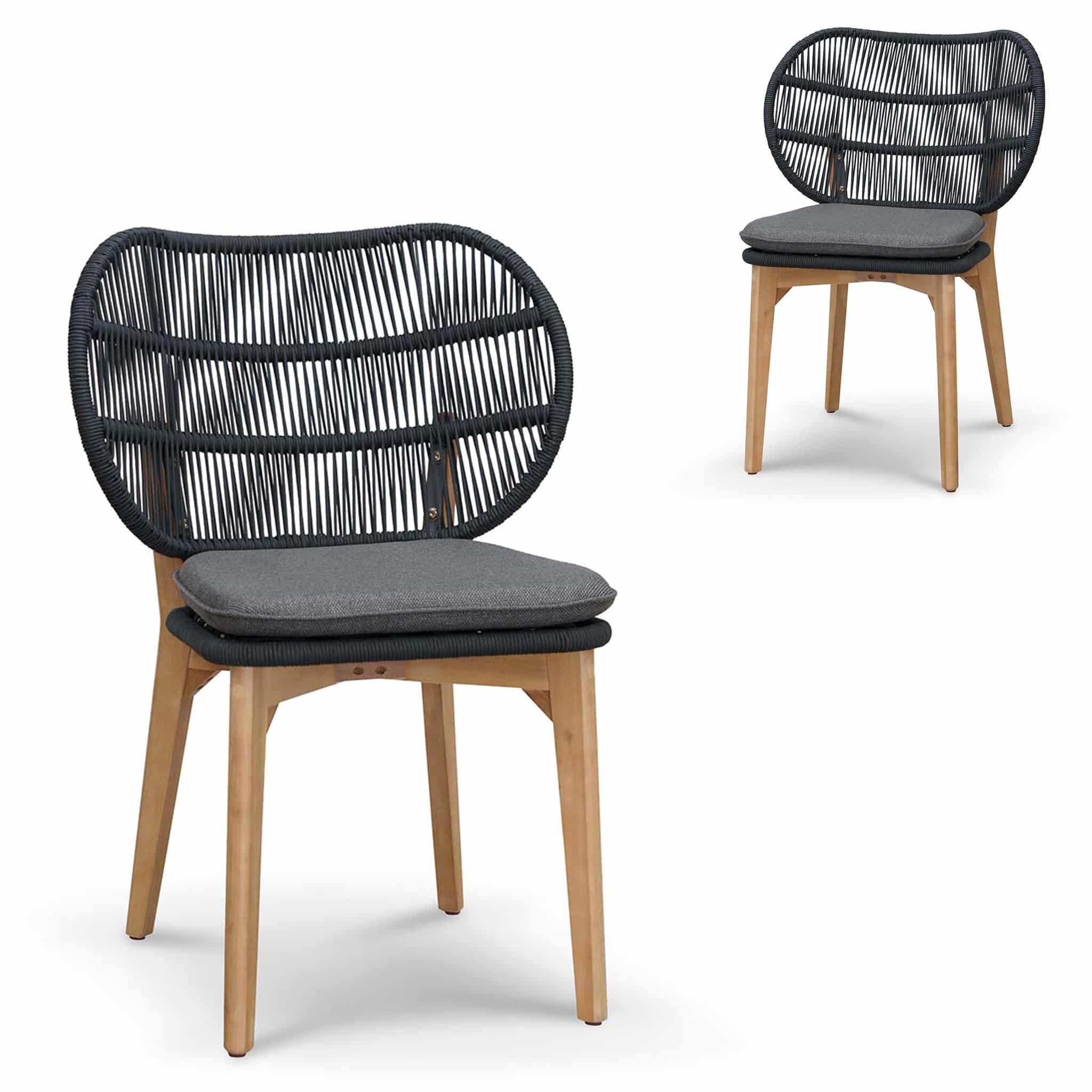 Outdoor Dining Chair – Anthracite Grey Cushion (Set of 2)