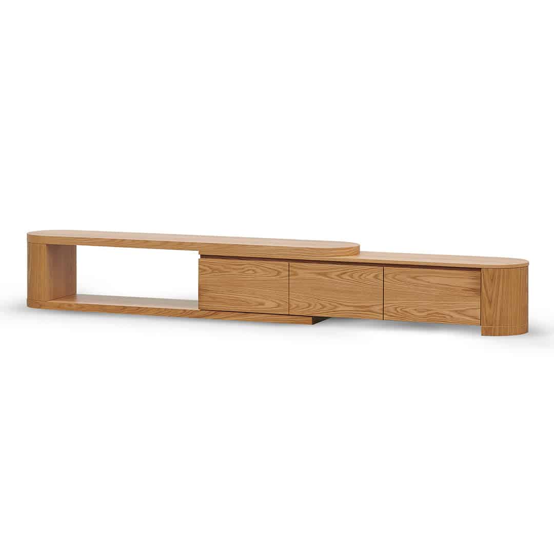Extendable TV Entertainment Unit – Natural Oak (200 – 340cm (W) x 39.5cm (D) x 43cm (H))