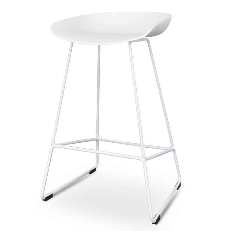 65cm Bar Stool – white Seat With white metal Frame